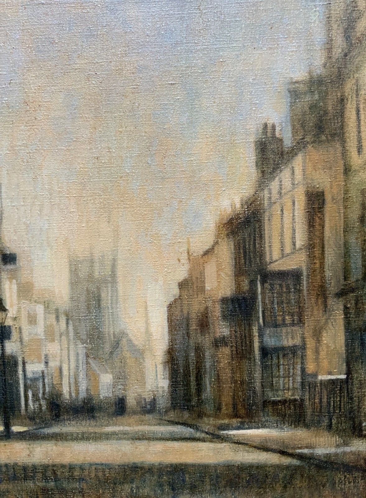photo furniture Stunning Original Mid 20thc Vintage Impressionist Town Street Oil Painting