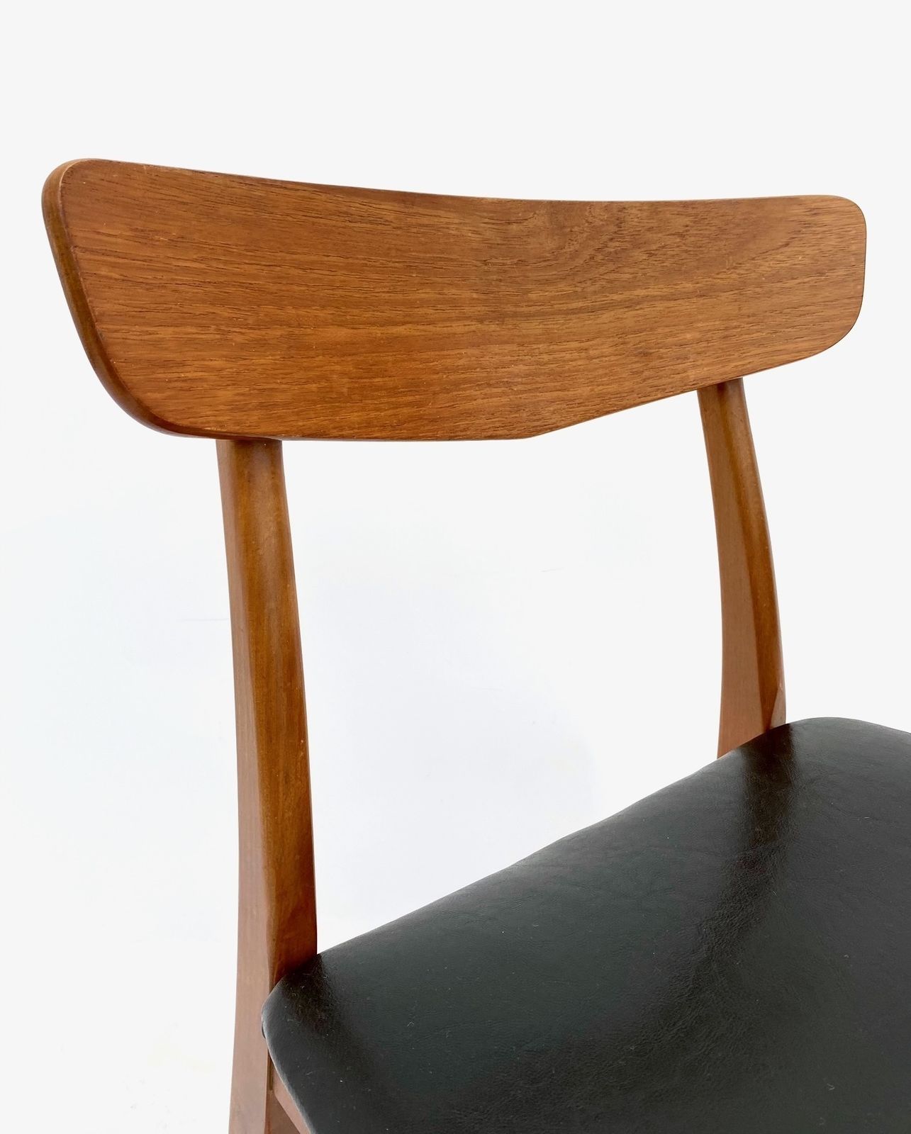 Furniture Danish Farstrup Set Of 6 Teak & Beech Black Vinyl Dining Chairs Mid Century 1960s photo