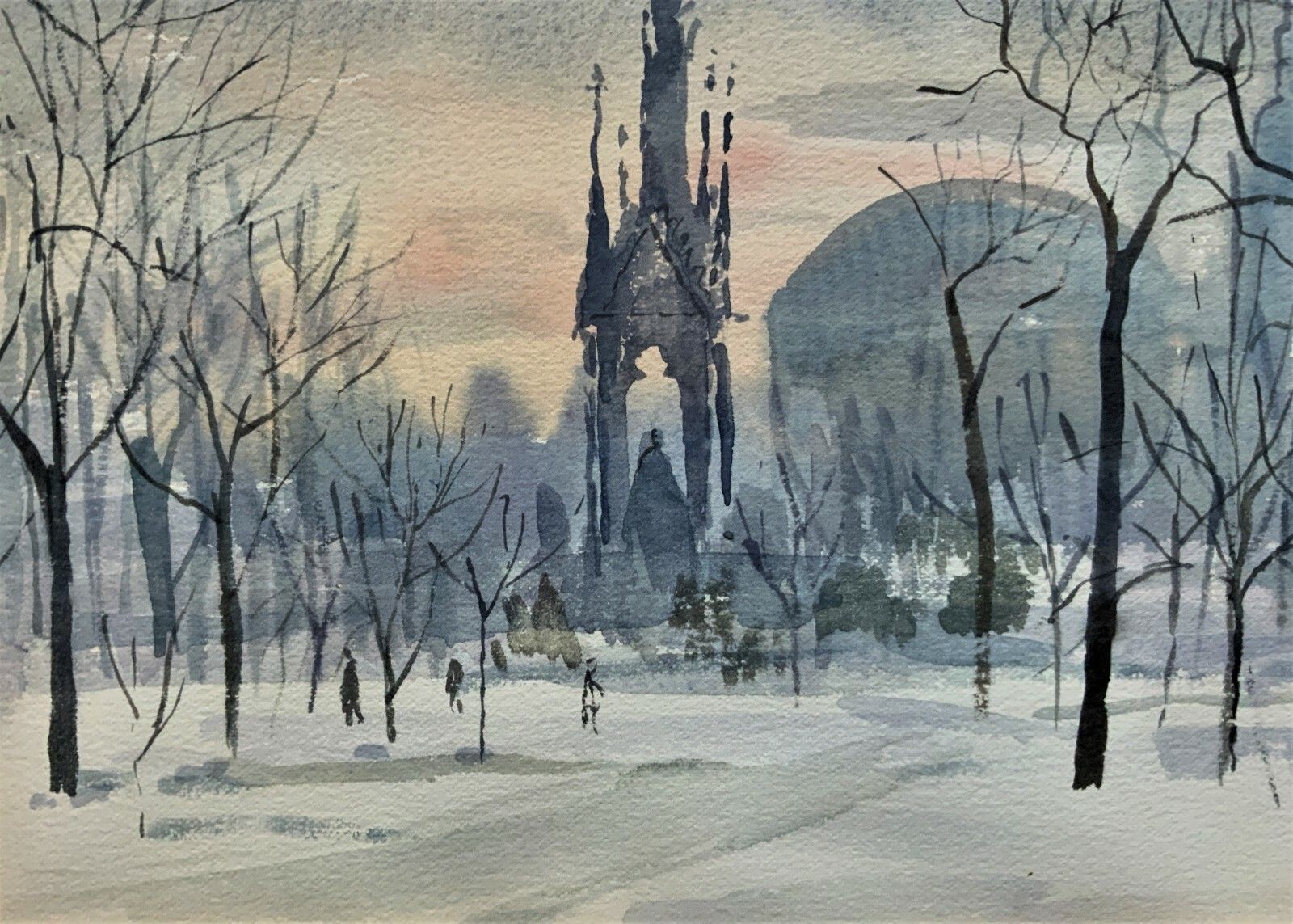 The Albert Memorial Kensington Gardens, London In Winter Watercolour Painting photo buy