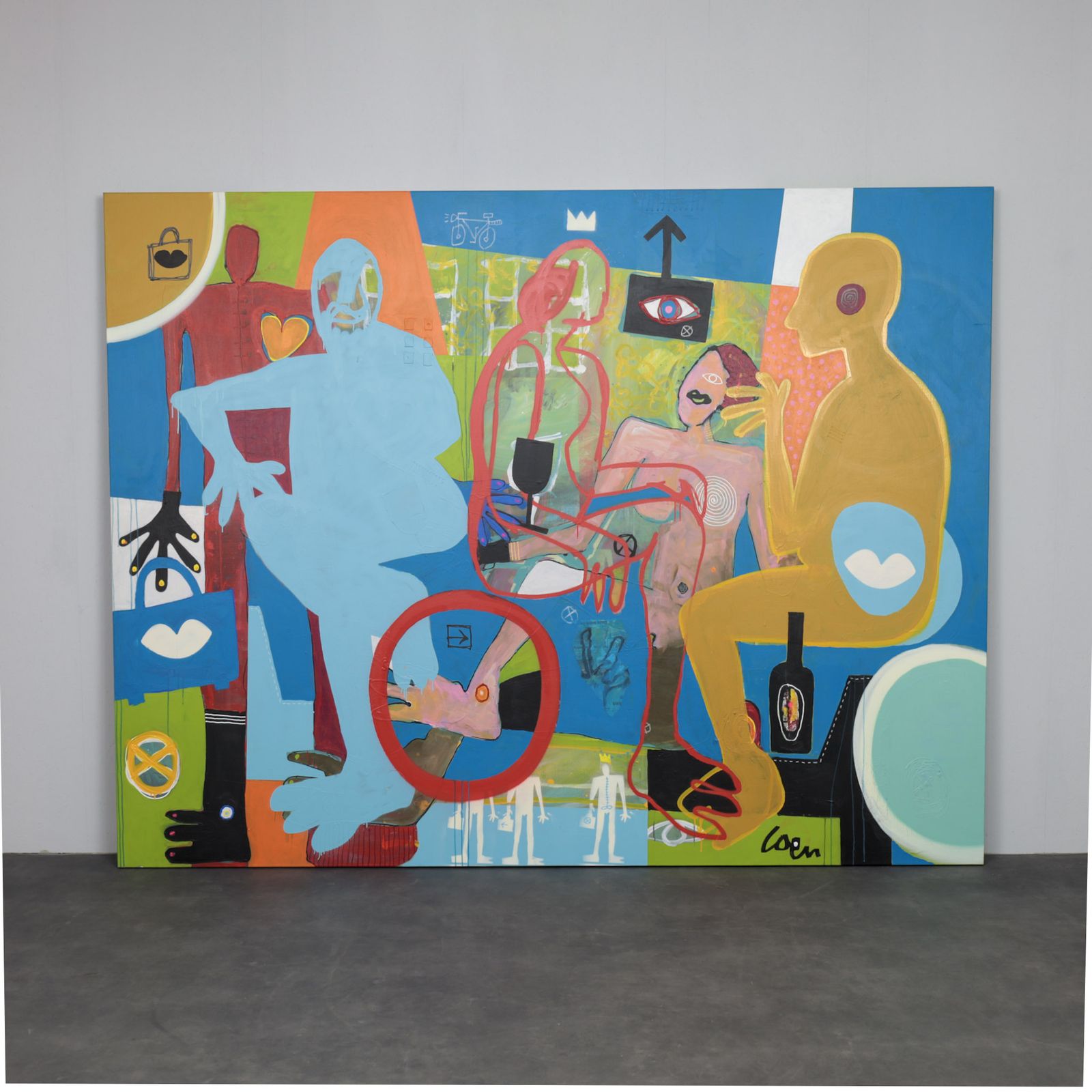 Unique Large “Joie De Vivre” Painting By Coen Blankwaard, Netherlands, 2013