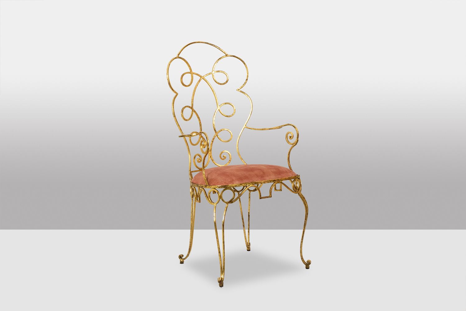 Pair Of Gilt Wrought Iron Armchairs, Circa 1990 photo for sale