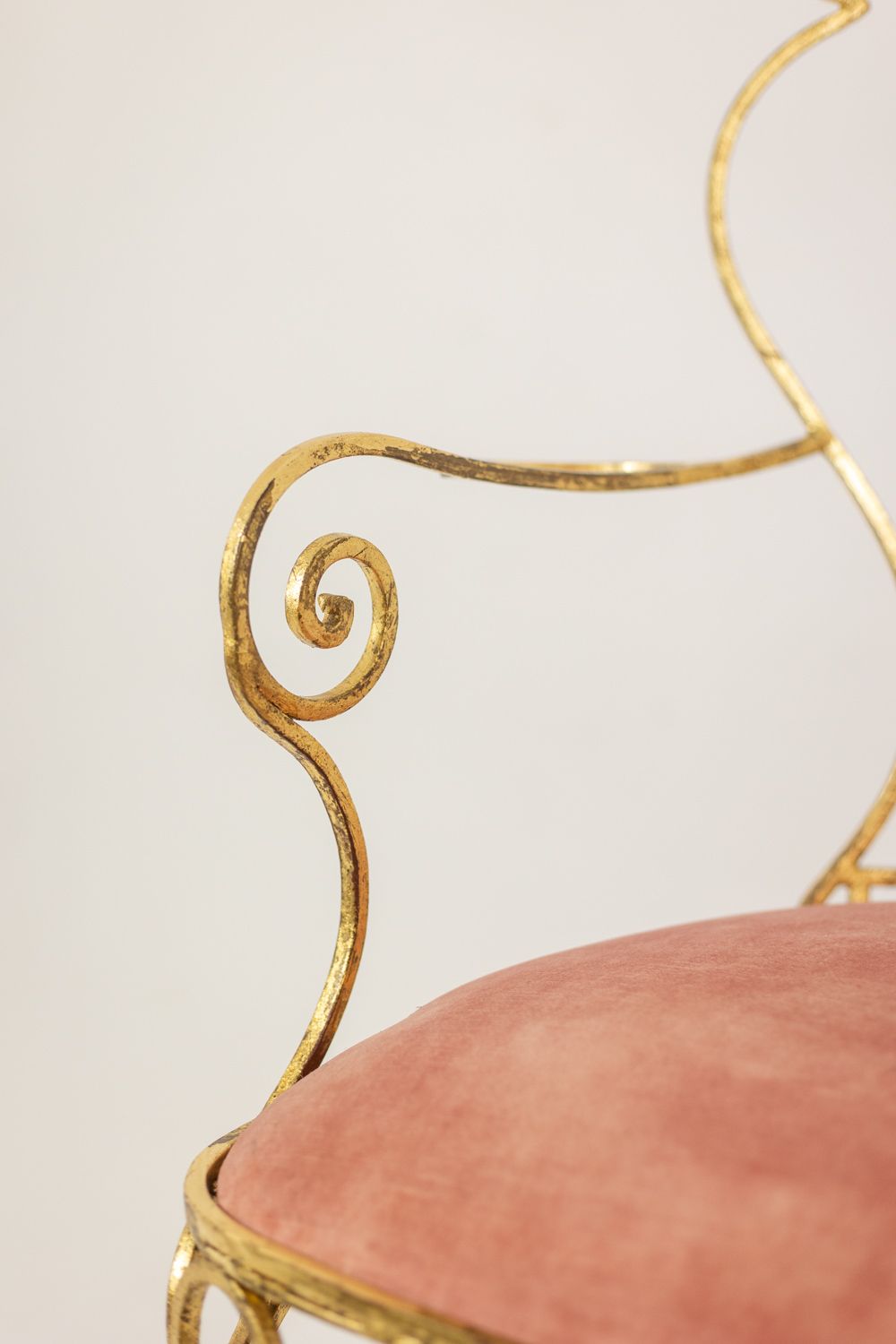 Pair Of Gilt Wrought Iron Armchairs, Circa 1990 photo vintage