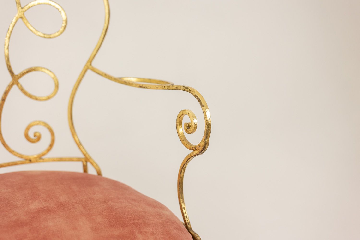 photo furniture Pair Of Gilt Wrought Iron Armchairs, Circa 1990