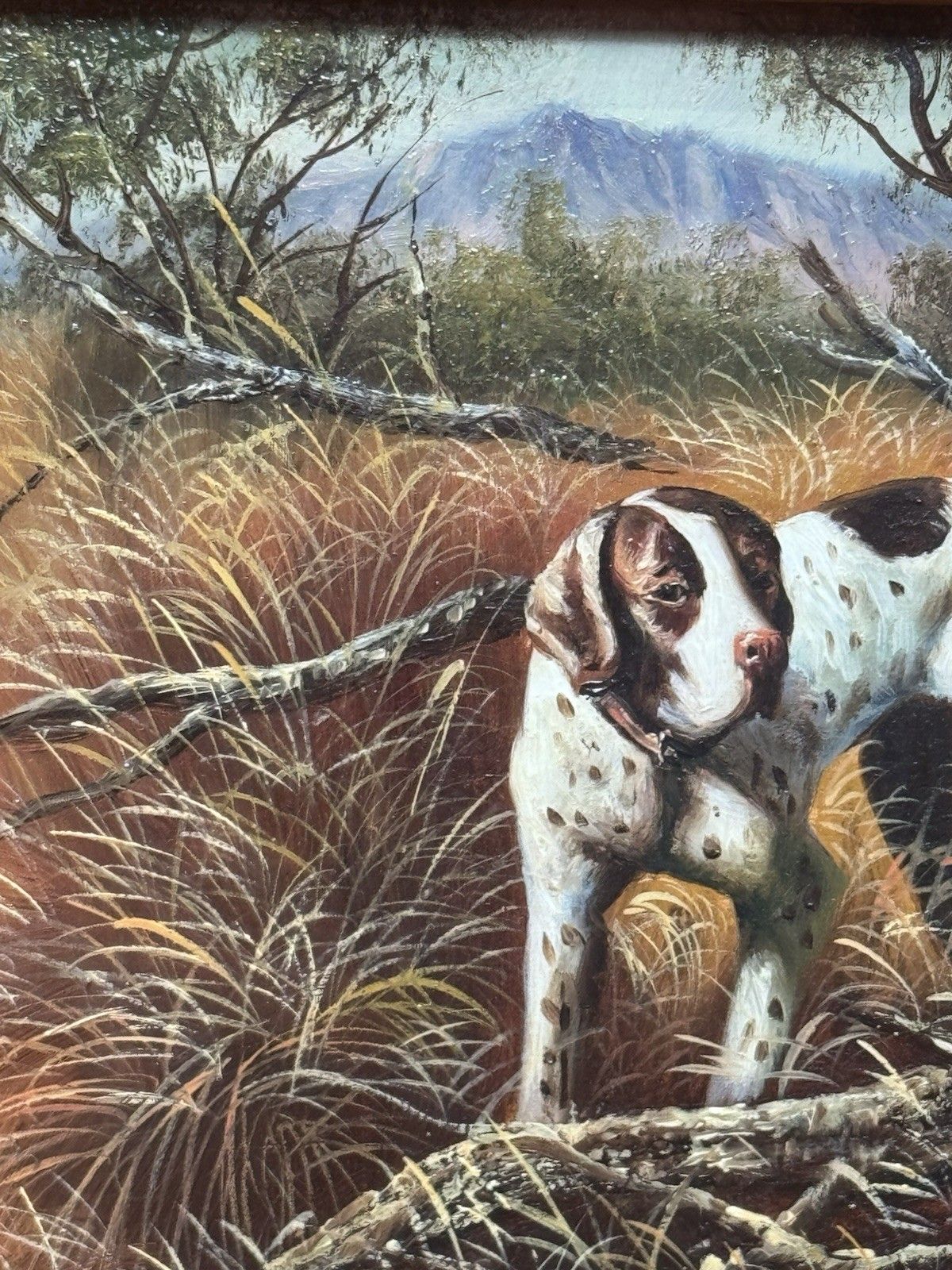 Art Country Landscape Pointer Hunting Dog Stalking Pheasants Oil Painting W G Keeyn photo