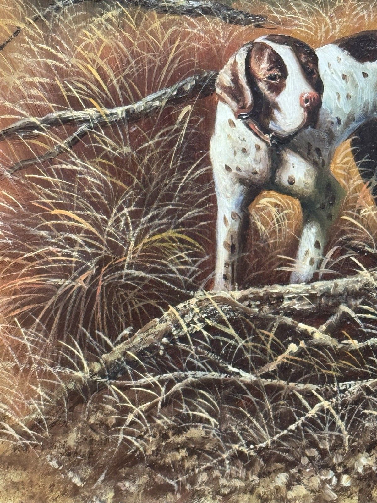 photo buy Country Landscape Pointer Hunting Dog Stalking Pheasants Oil Painting W G Keeyn