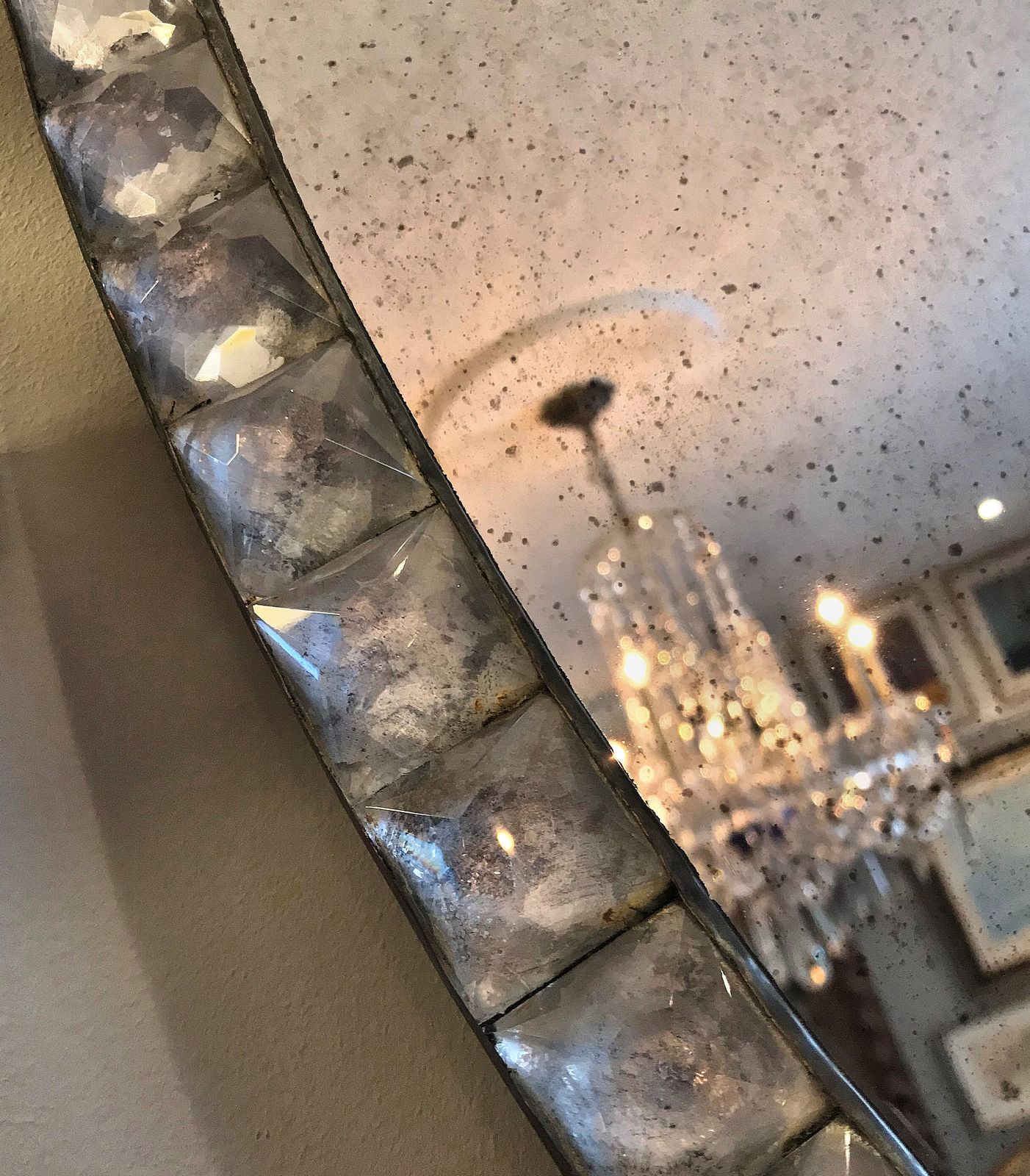 A Pair Of Georgian Style Irish Mirrors With Cut Crystal Faceted Borders photo vintage