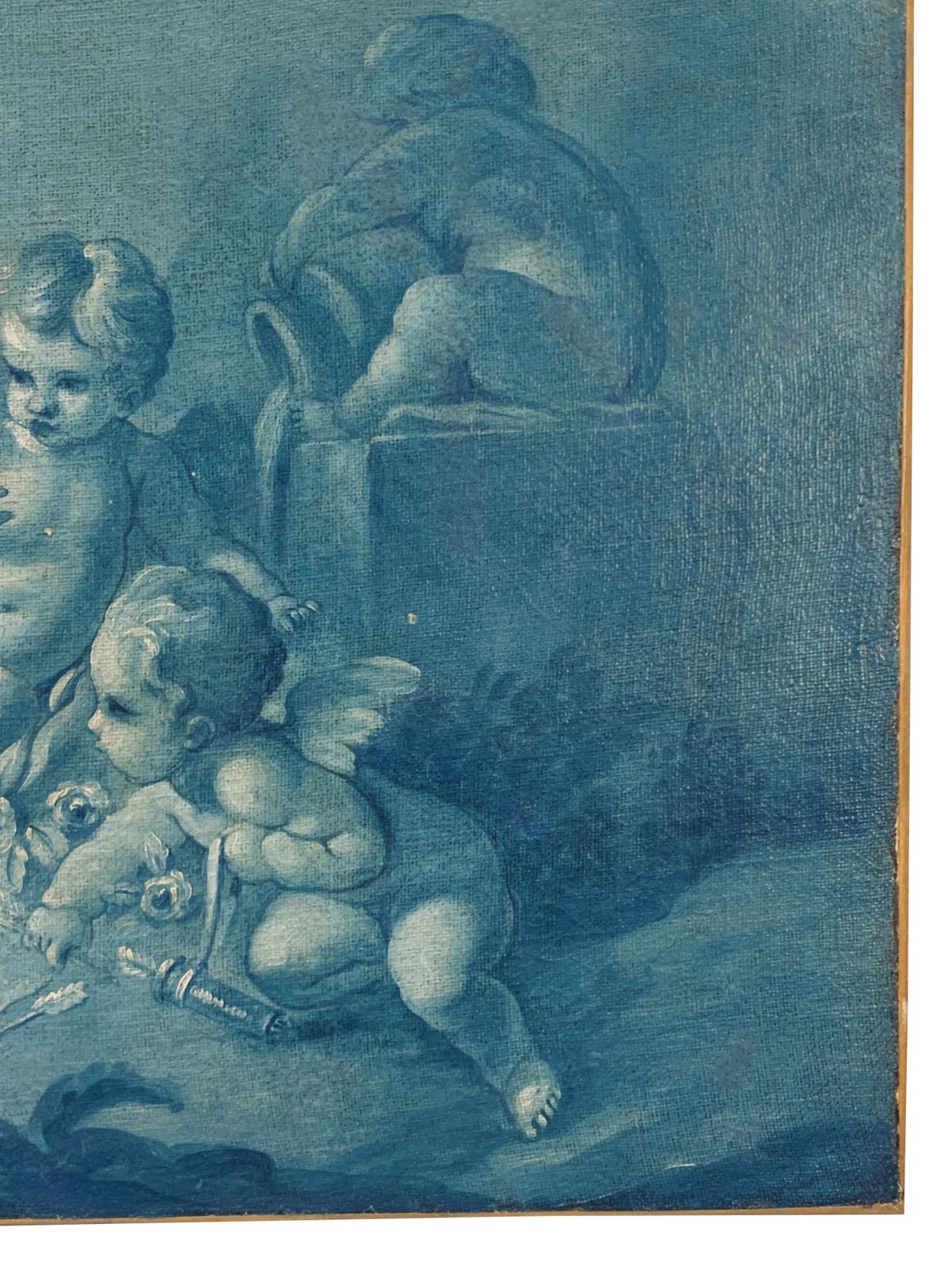 An XVIII Century French Camaieu Bleu Grisaille Painting photo furniture