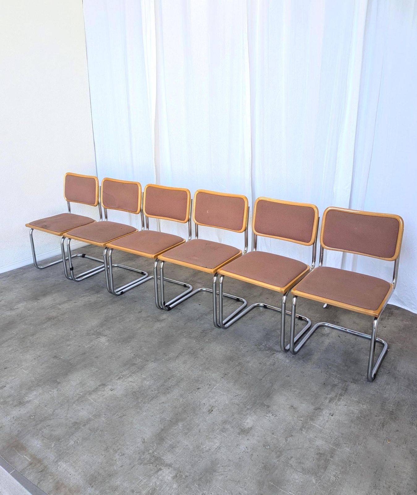 Set Of 6 Vintage Cesca Style Cantilever Dining Chairs By Bene, Austria