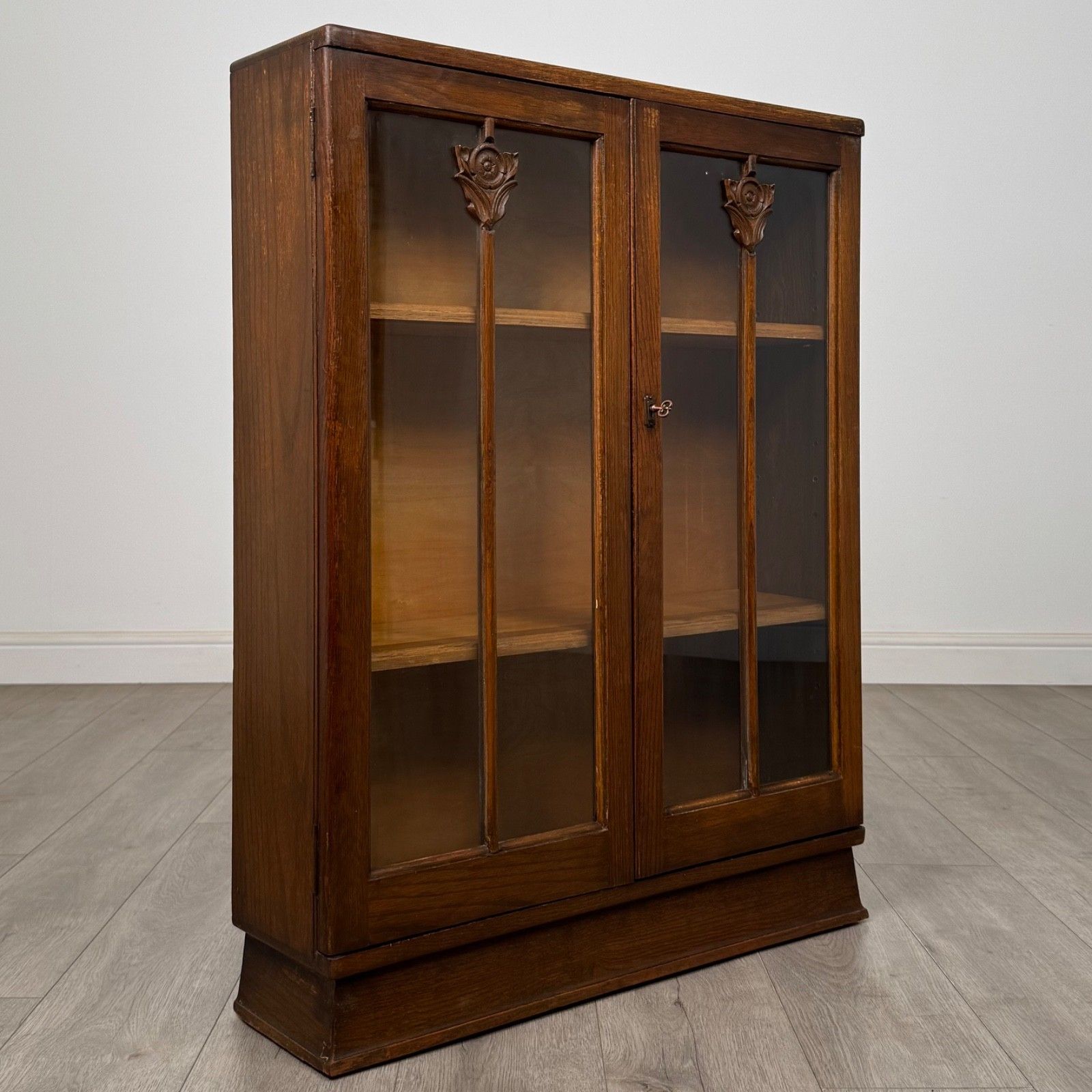 photo furniture Antique 20th Century Edwardian Display Cabinet In Oak ( Af 5652 )