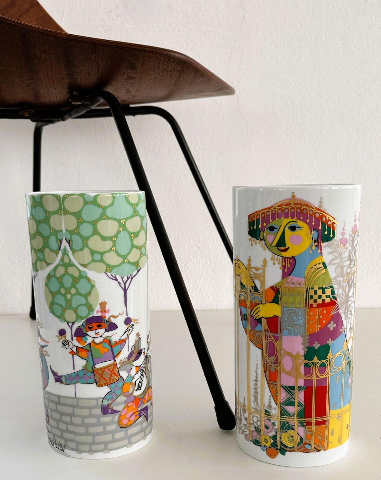 Pair Of Large Porcelain Vases By Björn Wiinblad For Rosenthal Germany, 1970s photo furniture