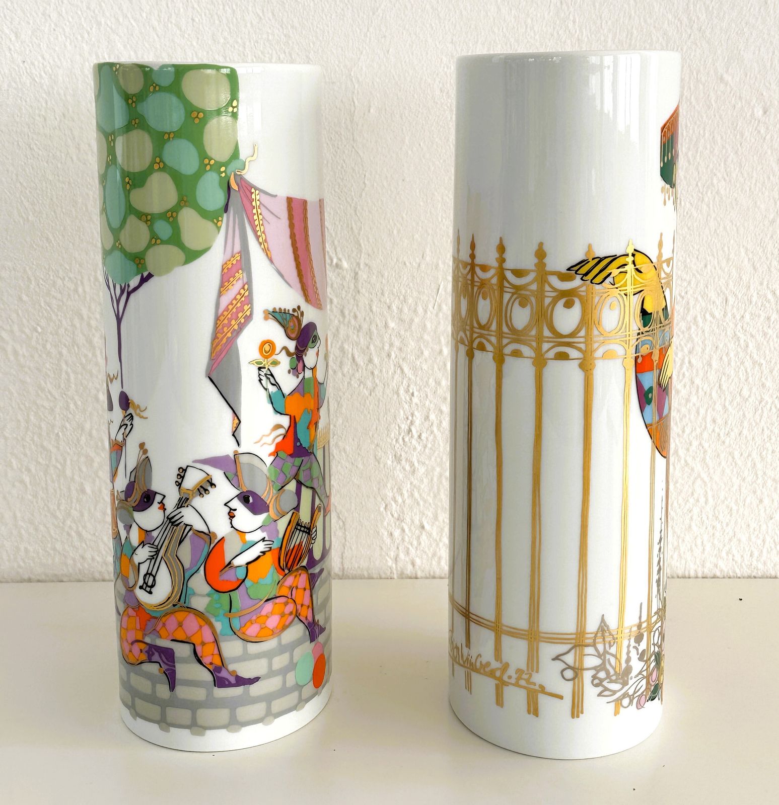 Pair Of Large Porcelain Vases By Björn Wiinblad For Rosenthal Germany, 1970s photo Home Decor