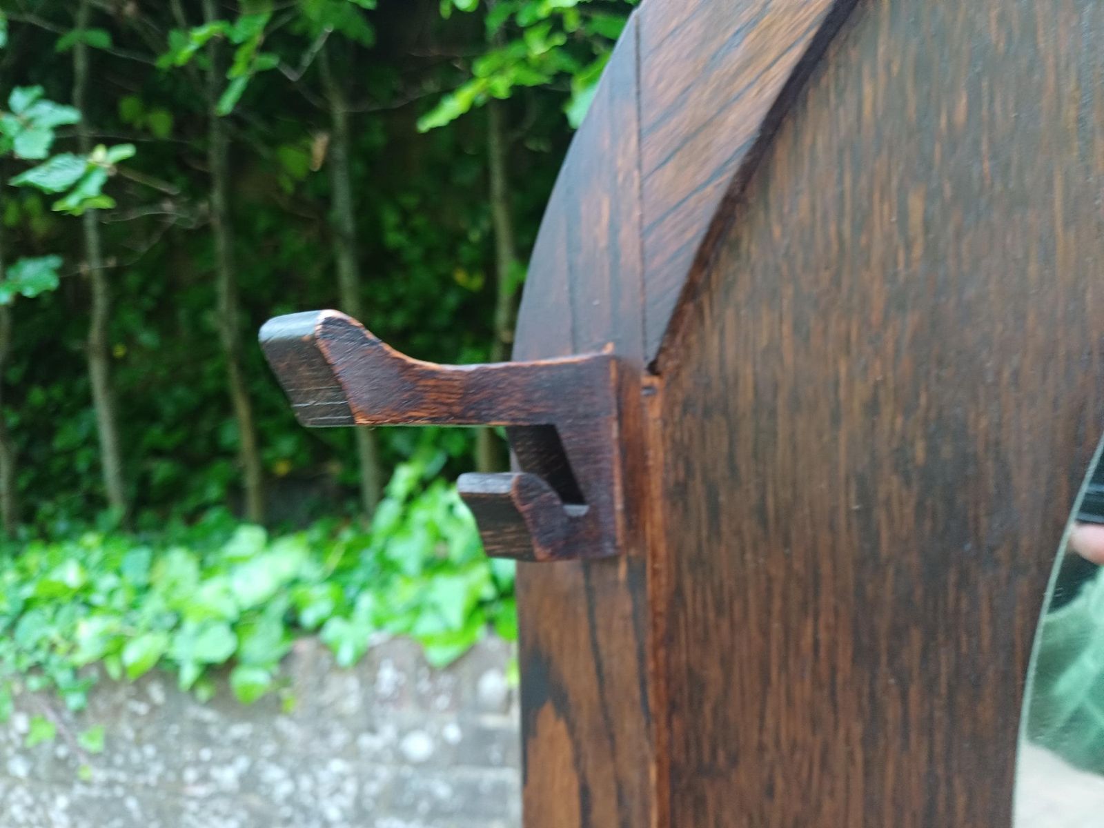675.0 Antique Arts And Crafts Oak Hall Stand With Storage Seat Umbrella Trays Round Mirror Liberty Style C1910 1930 Vintage Free Hand Delivery photo