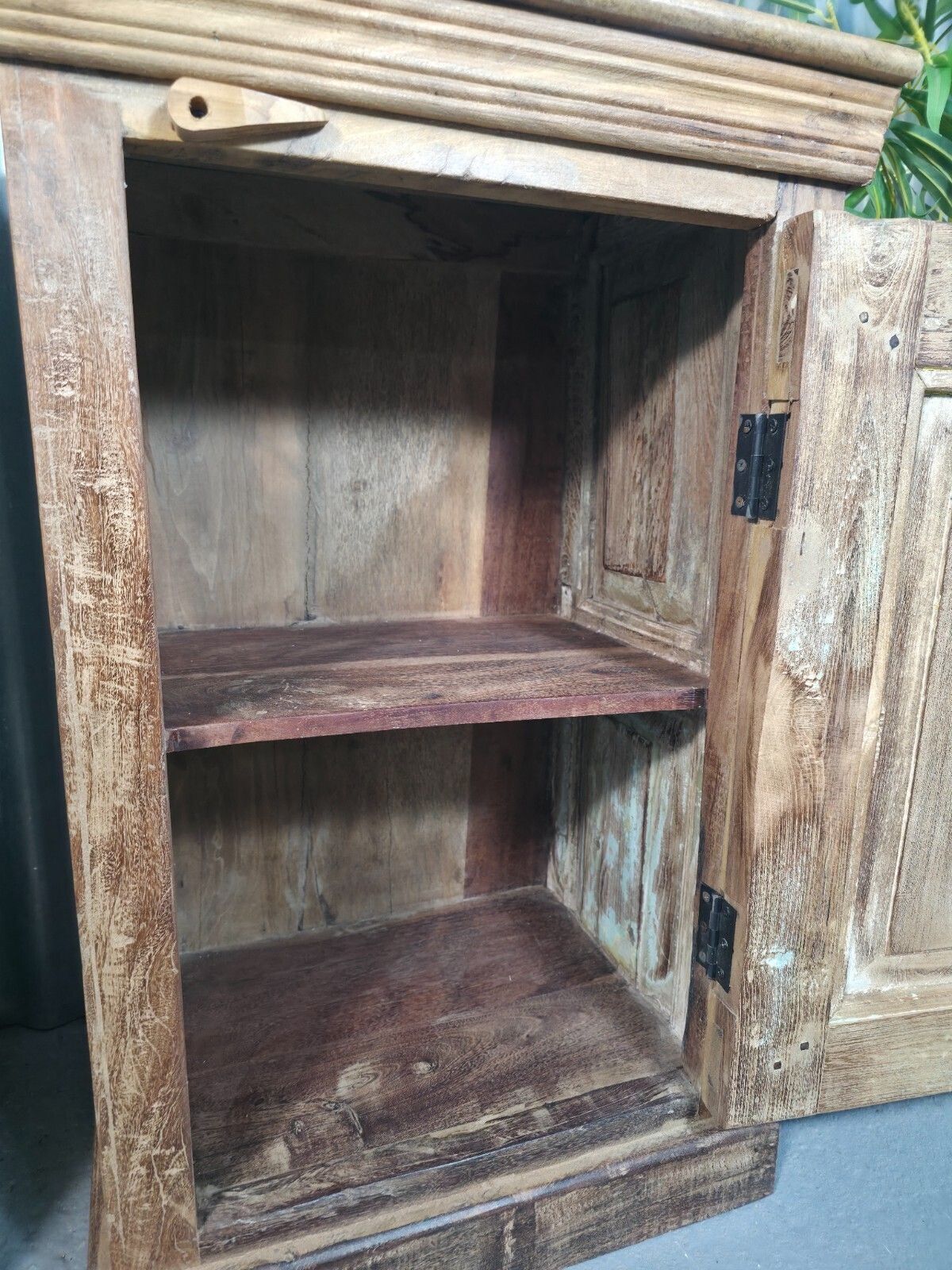 Vintage Reclaimed Pair Wooden Indian Carved Bedside Tables Cupboards Cabinets photo 345.0