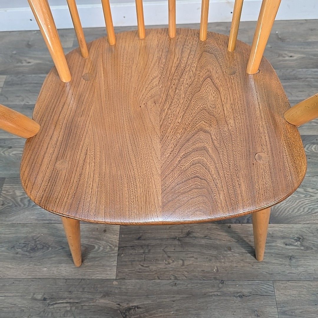 Vintage Ercol Windsor Armchair Blonde Elm Beech Dining Chair Seat Mid Century photo vintage