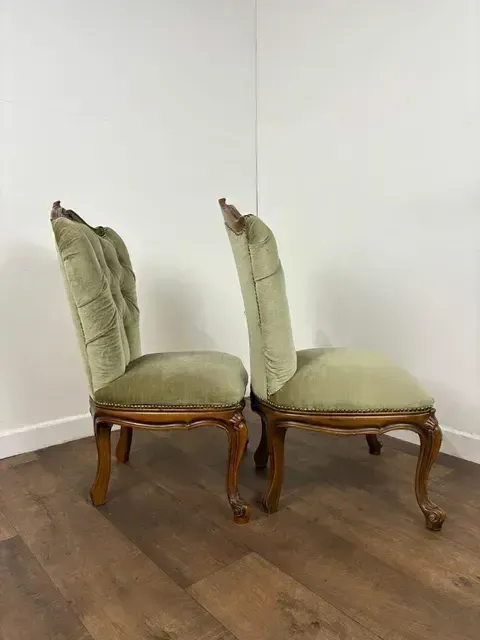 Furniture Pair Of Reproduction Upholstered Bedroom Chairs photo