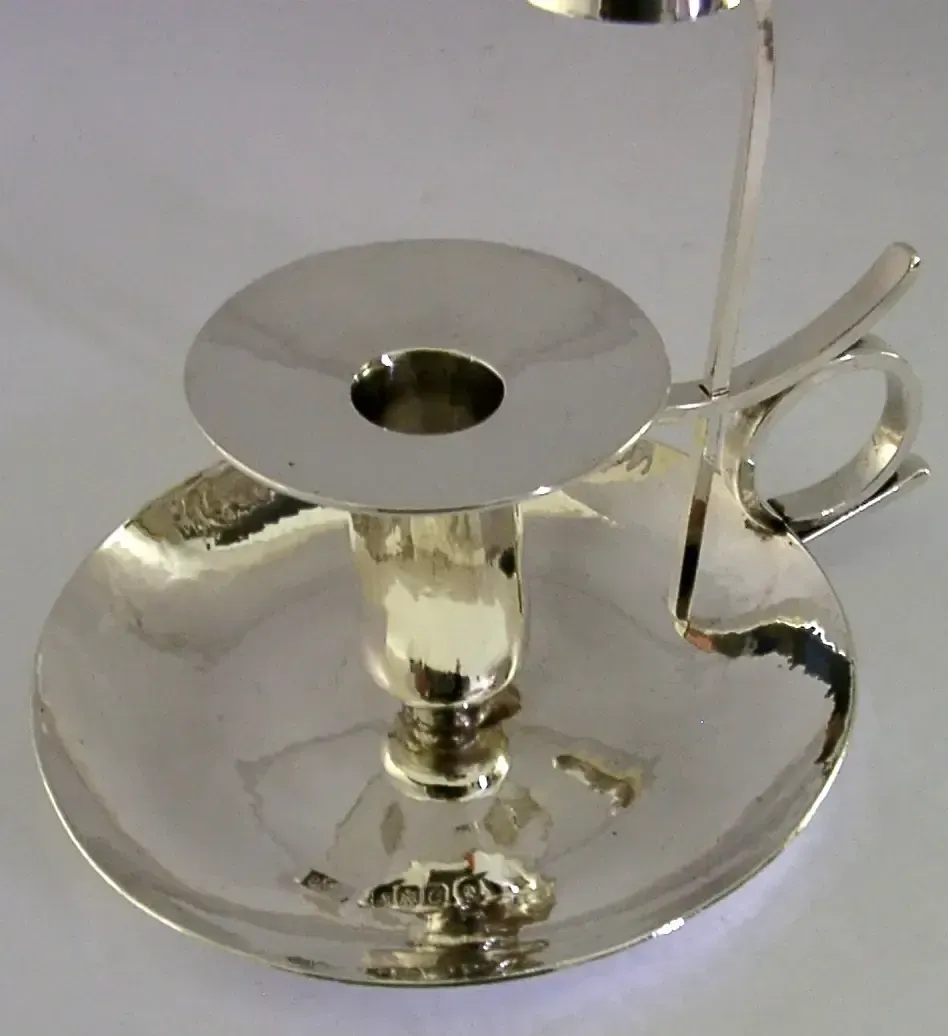 Bougeoir chambrière et éteignoir en argent sterling écossais 256 g, 1977 photo vinterior