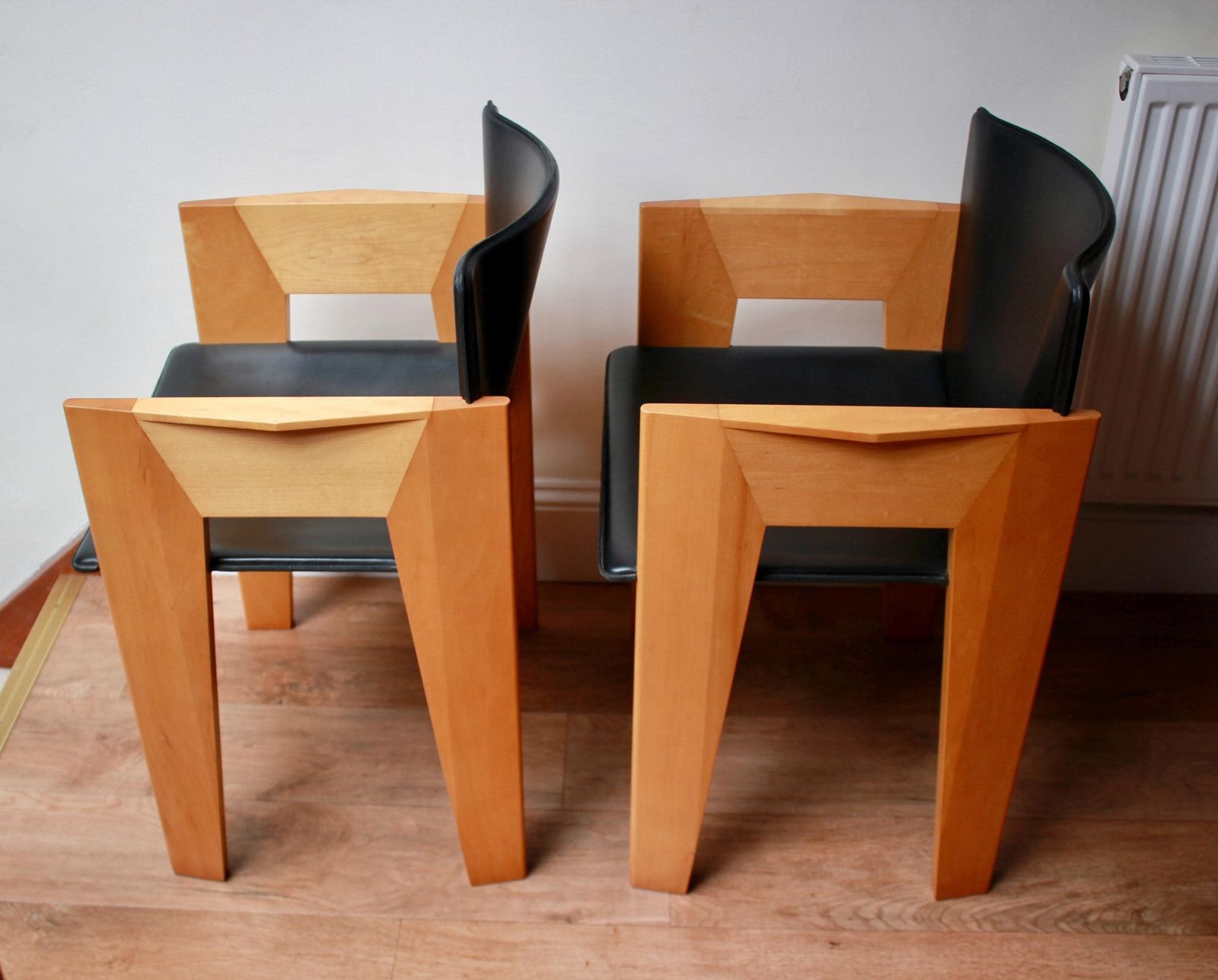 Set Of 2 Vintage Leather Dining/Occasional Chairs By Arnold Merckx For Arco photo for sale