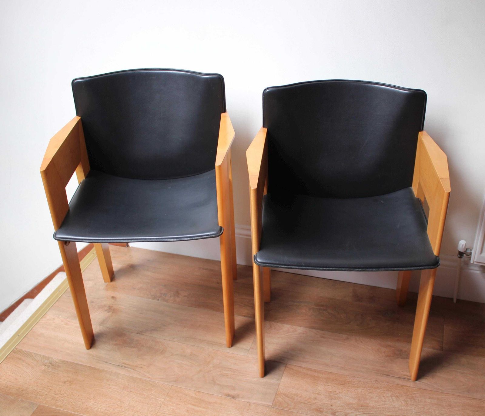 Set Of 2 Vintage Leather Dining/Occasional Chairs By Arnold Merckx For Arco photo Furniture