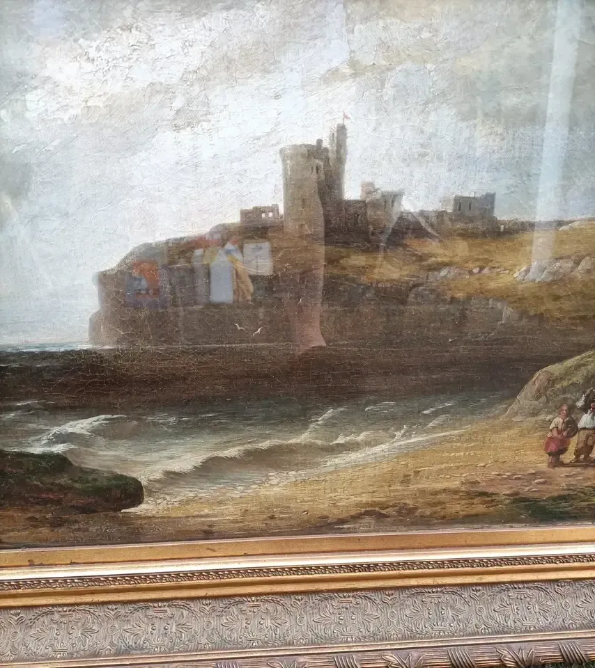 photo vintage South Coast Of England Oil Painting Signed Wm Shayer Snr . Circa Mid 19 Th Century