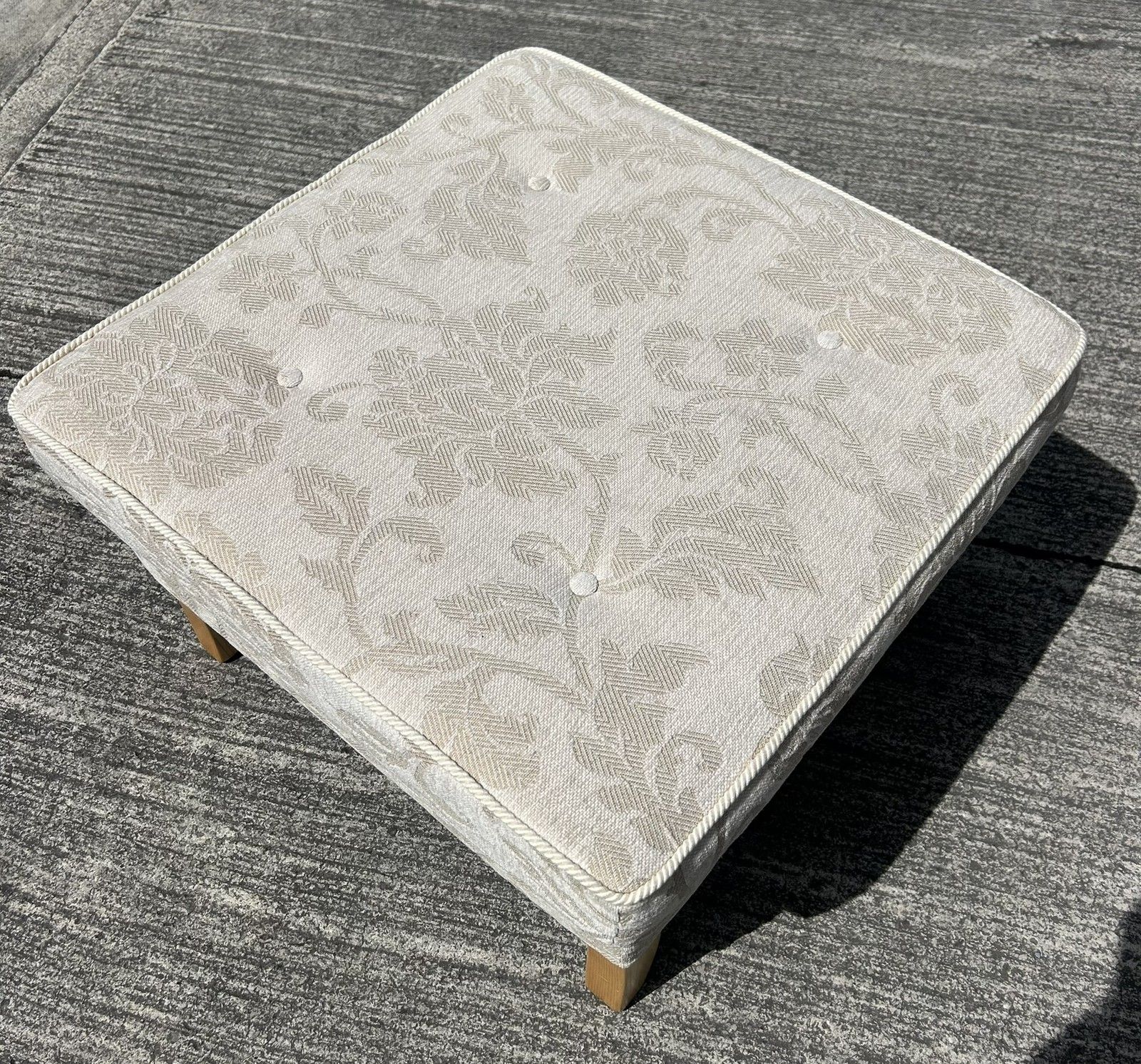 Ercol Palma Premier Footstool Pouffe In Pavina Beige Fabric photo furniture