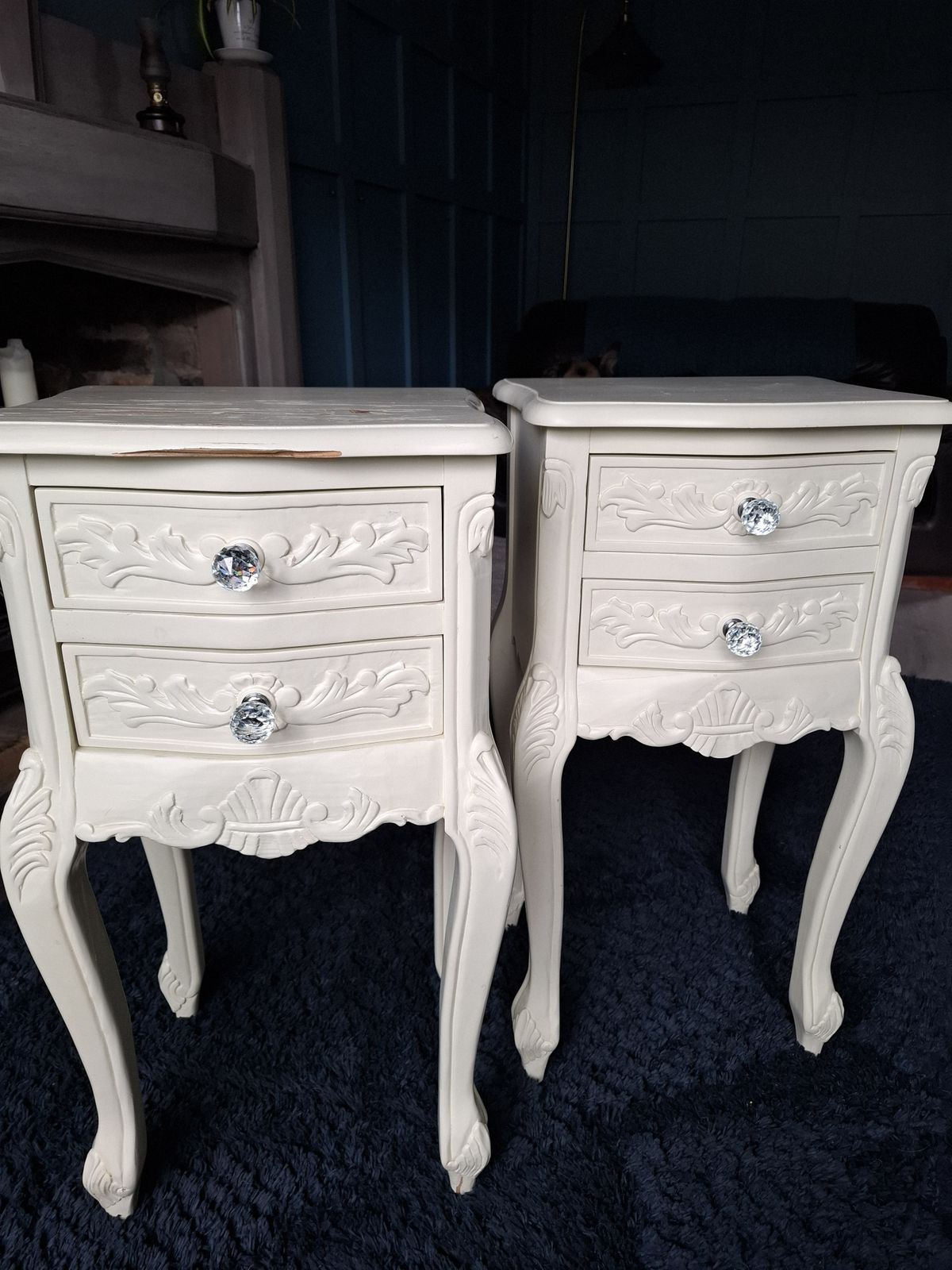 Set Of 2 Louis XV Rococco Inspired Bedside Cabinets With 2 Drawers