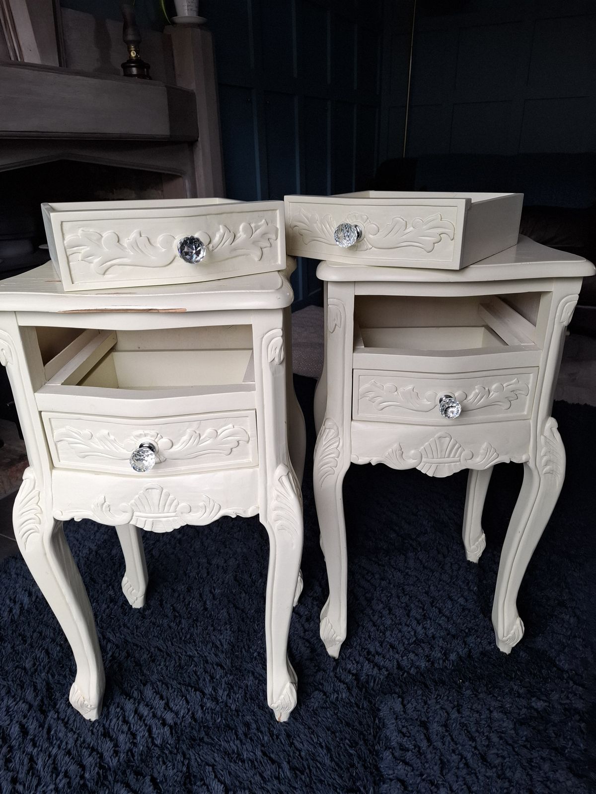 Set Of 2 Louis XV Rococco Inspired Bedside Cabinets With 2 Drawers photo Furniture