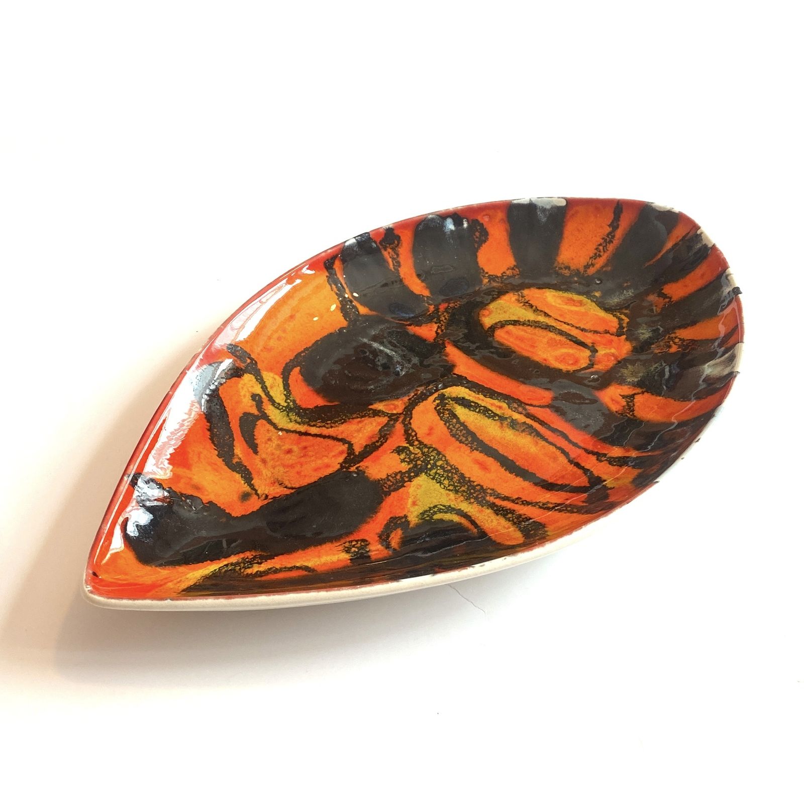 Poole Pottery Delphis Teardrop Dish, Shape 91, Veelkleurig Glazuur, 1970 Engels Aardewerk photo 59.99