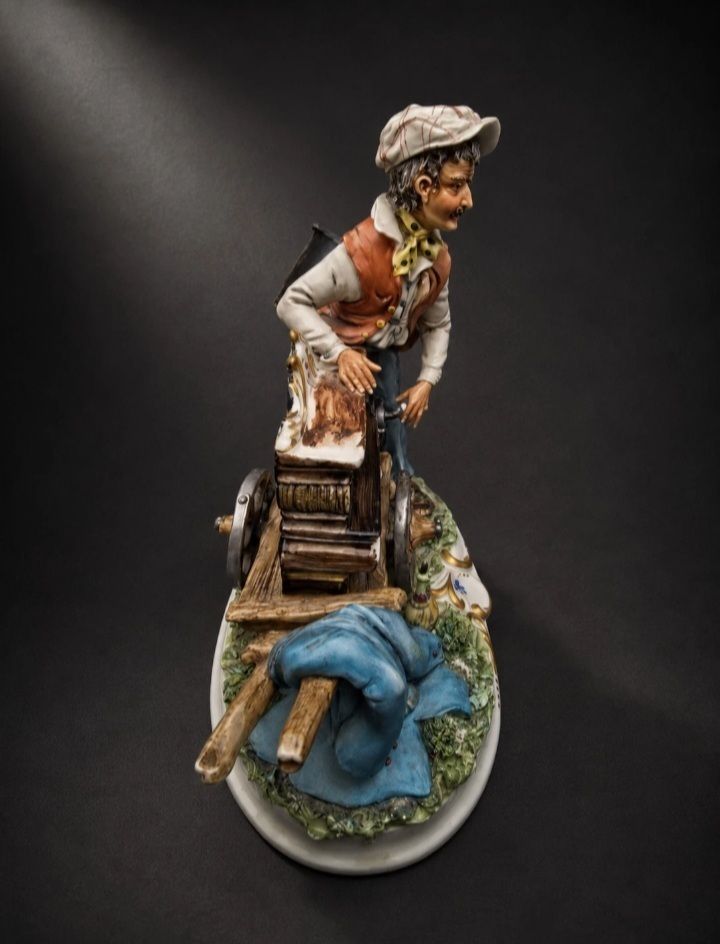 Rare Original Capodimonte Porcelain Figurine Cart Vendor photo furniture
