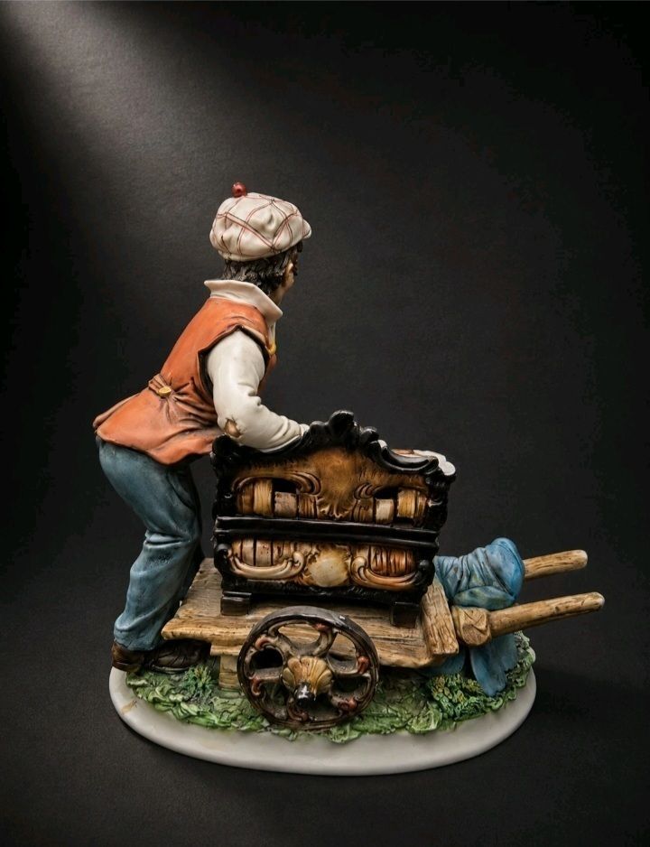 Rare Original Capodimonte Porcelain Figurine Cart Vendor photo for sale
