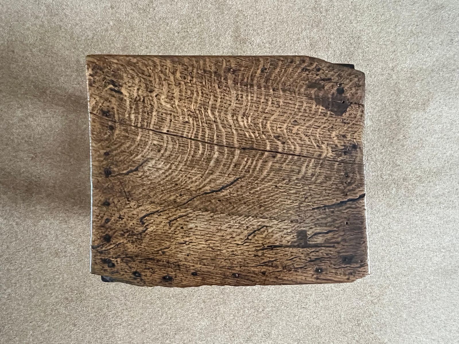 Georgian eiken kruk, holle zitting, penverbinding, Engels, ca. 1780 photo for sale