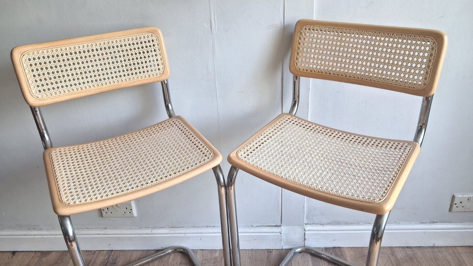 Furniture Pair Of Cesca Breuer Design Italian 1980's Beech Stools,Bar,/ Breakfast  Stools photo