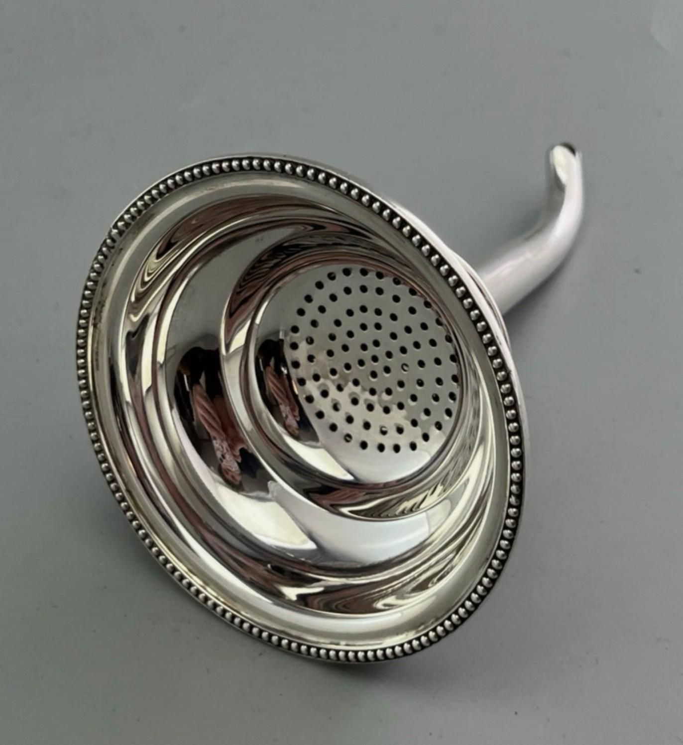 photo furniture Exquisite Wine Funnel Antique Sterling Silver Hallmarked, Gilded Superb Quality