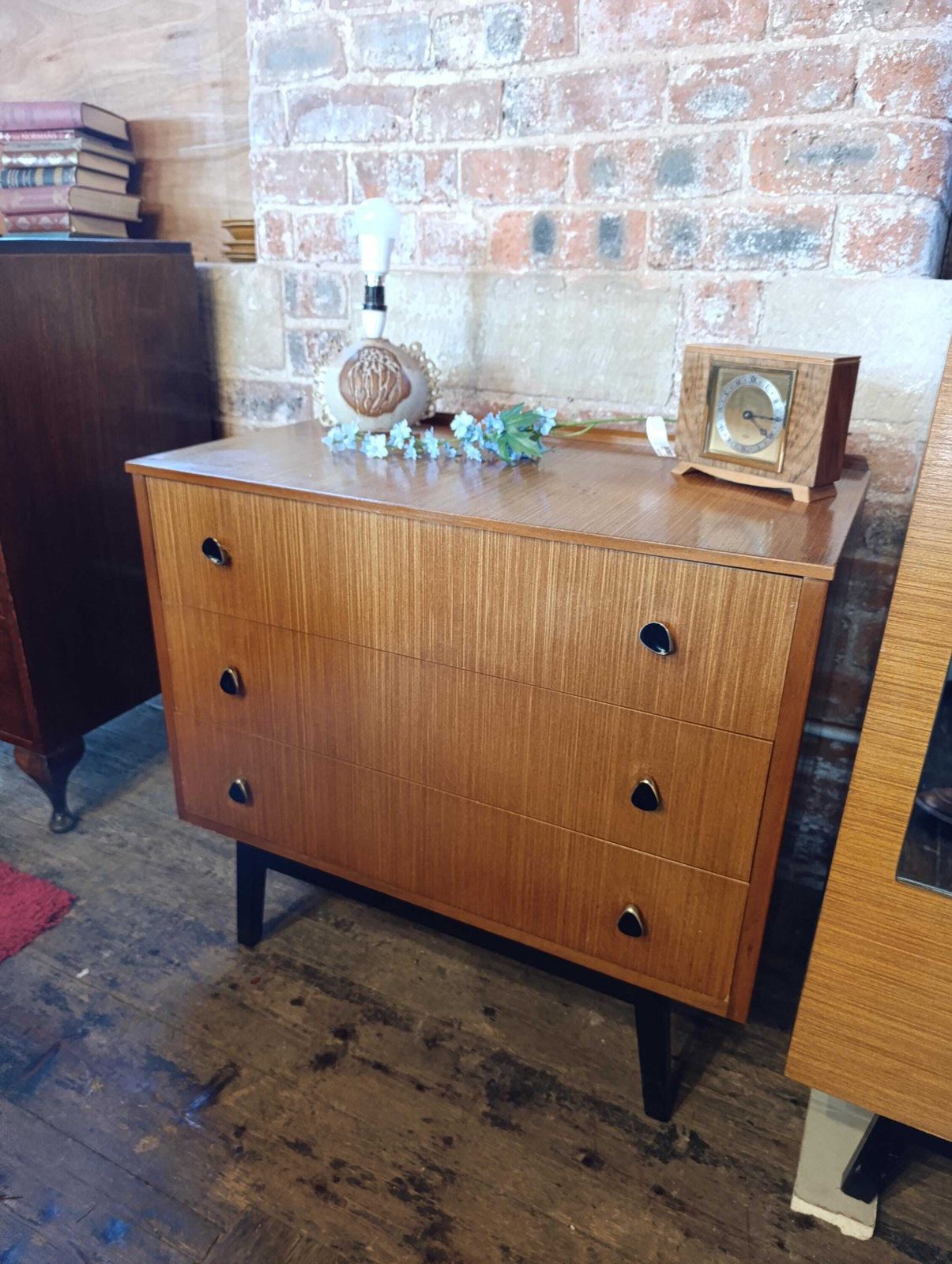 Austinsuite Mid Century Teak Chest Of Drawers | 1960s British Modern With Teardrop Handles photo buy