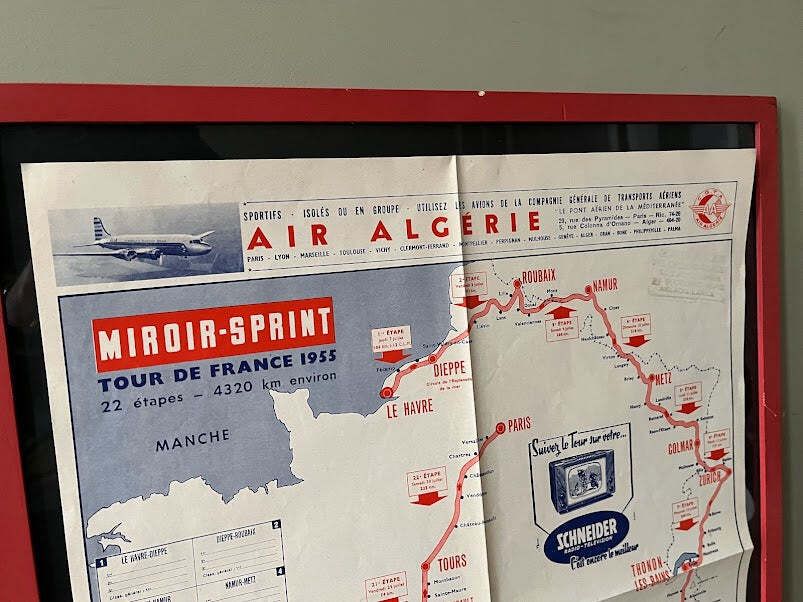 Tour De France Vintage Route Map 1955 Luc / Rene Gillet photo for sale
