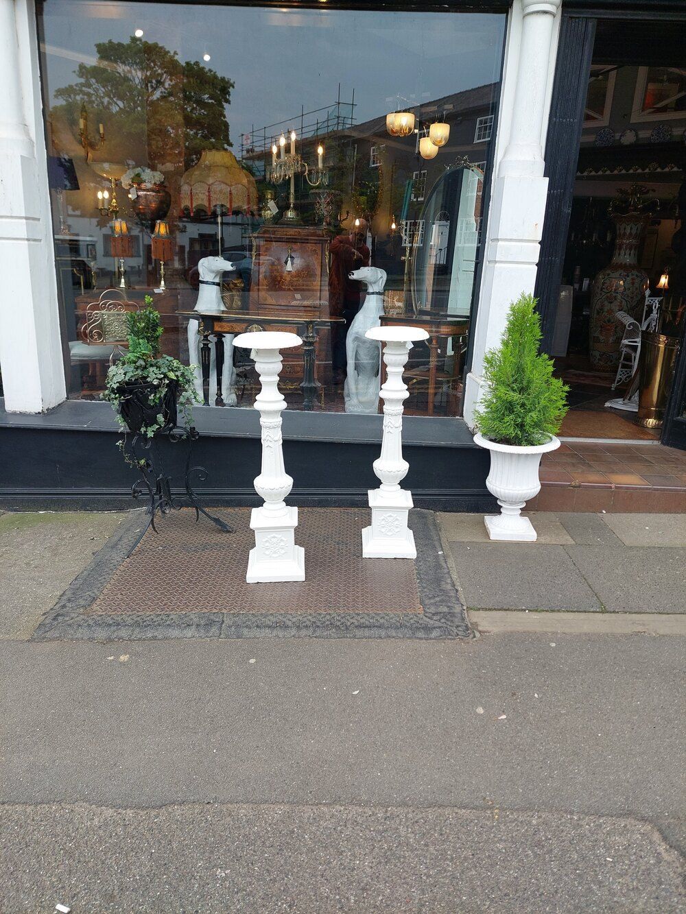 Pair Of Late 19thc Cast Iron Garden Column Planter photo furniture
