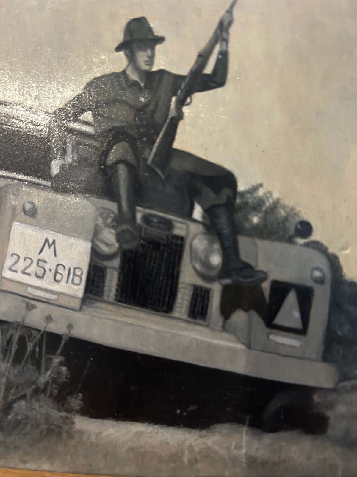 1940's Vintage Land Rover Tactical Small Oil On Board photo 50.0