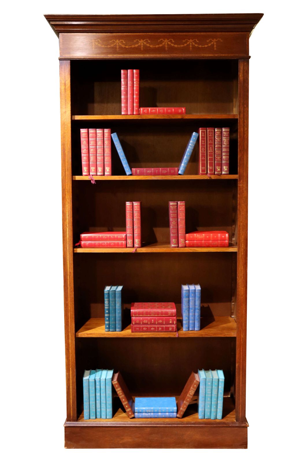 Mahogany Inlaid Edwardian Style Open Bookcase, Circa 1950