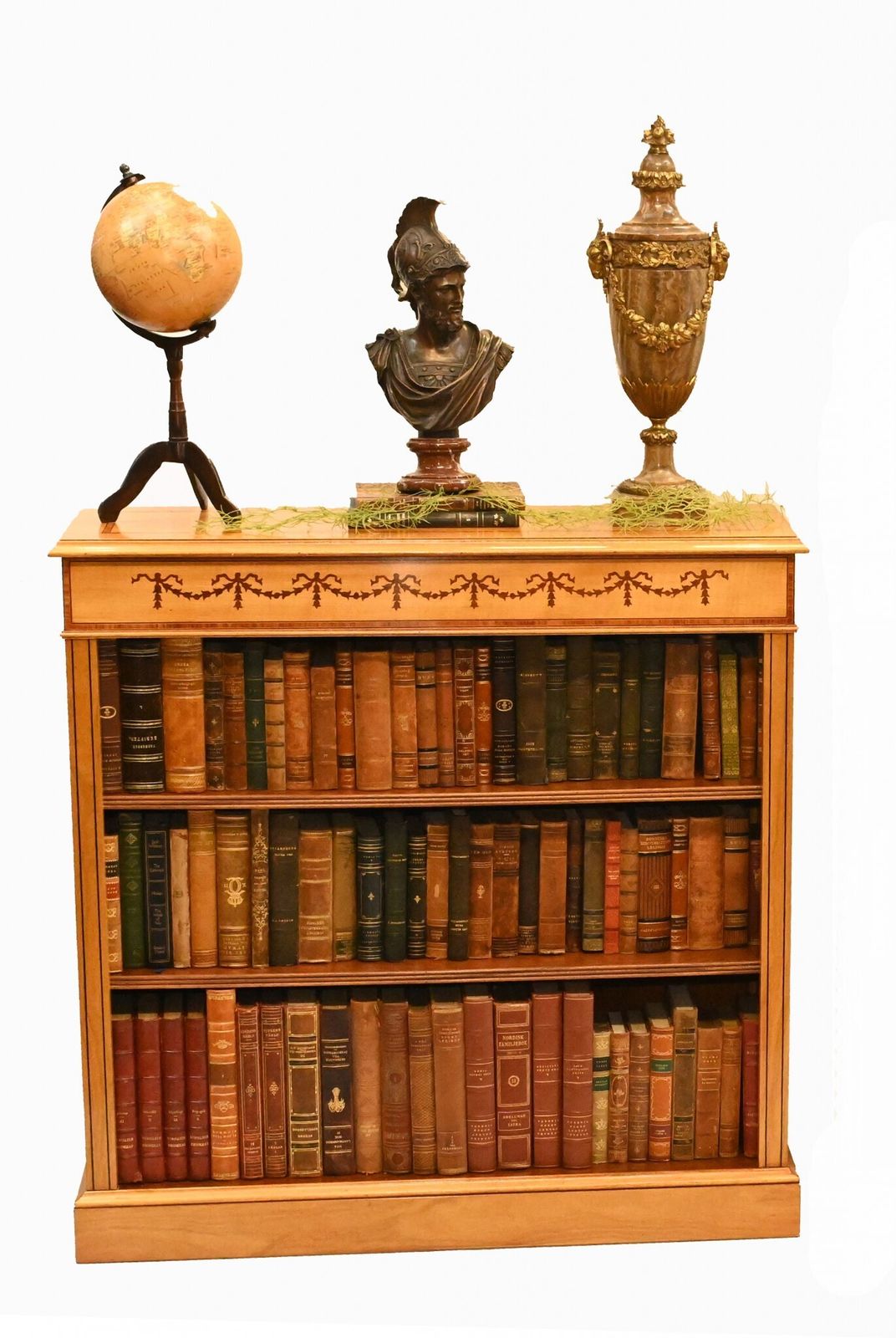 Pair Regency Bookcases   Satinwood Open Front Sheraton Inlay Bespoke photo furniture