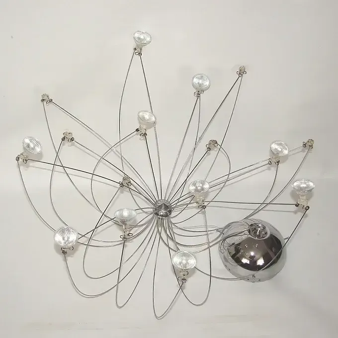 Verchroomde 'Spider' hanglamp, 16 lichtpunten, jaren 1980 photo Verlichting