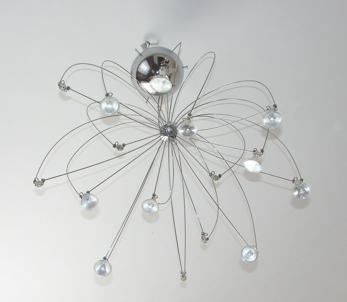 photo furniture Verchroomde 'Spider' hanglamp, 16 lichtpunten, jaren 1980