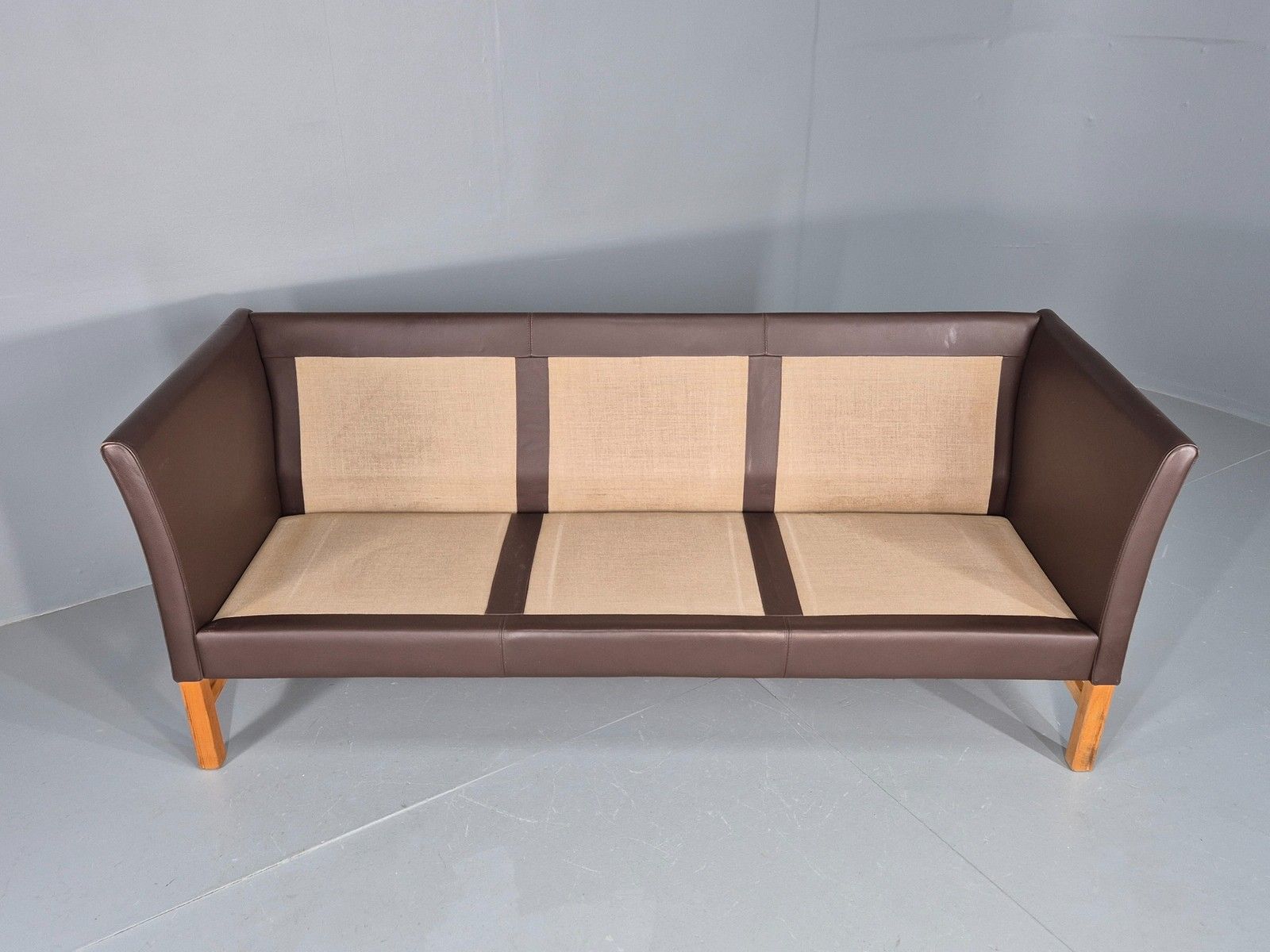 Vintage 3 Seater Sofa Danish Brown Leather Mid Century Skippers Retro Eb10493 photo buy