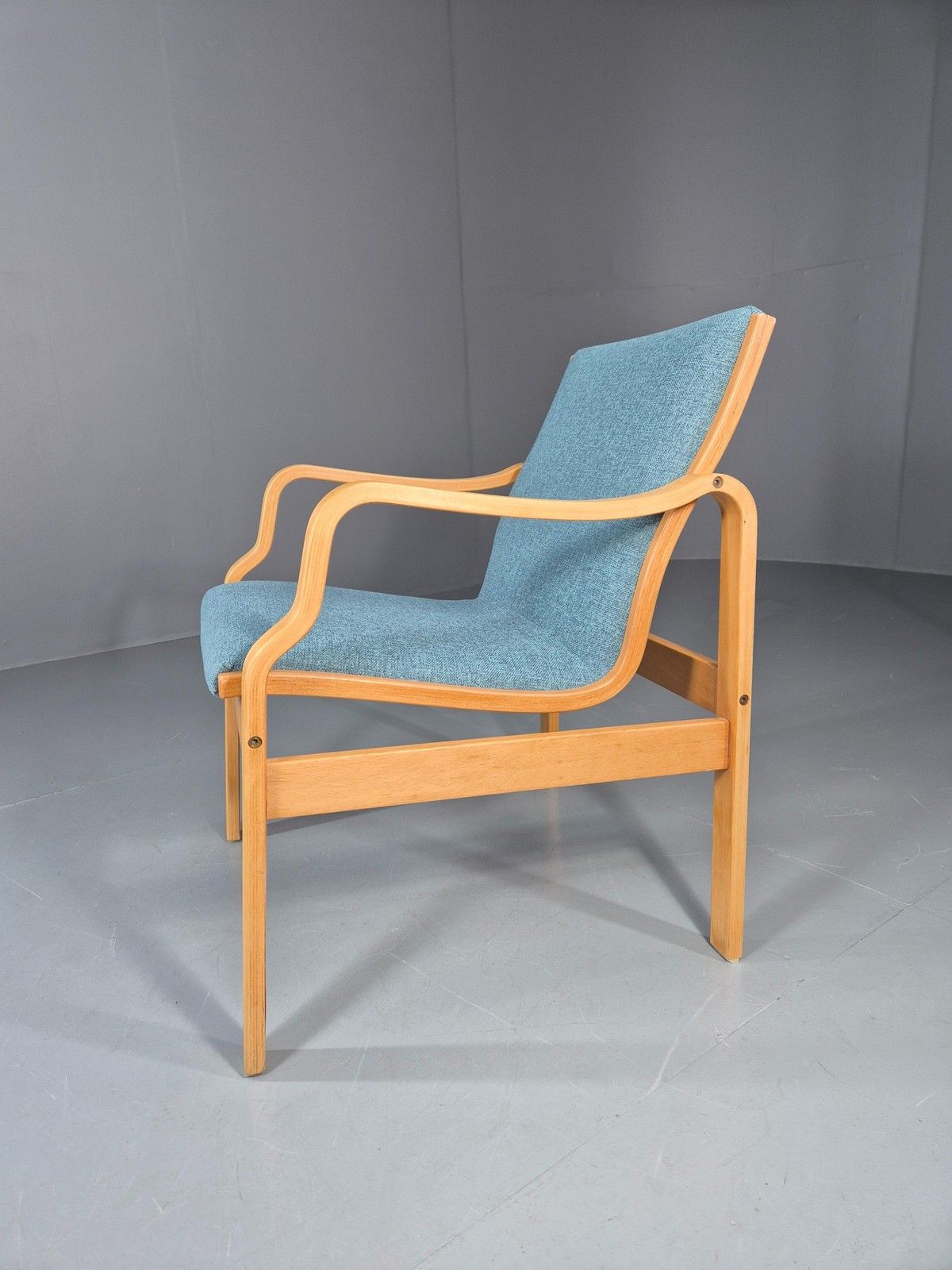 Vintage Farstrup Mid Century Chair New Blue Upholstery Bentwood Frame Eb11211 photo furniture