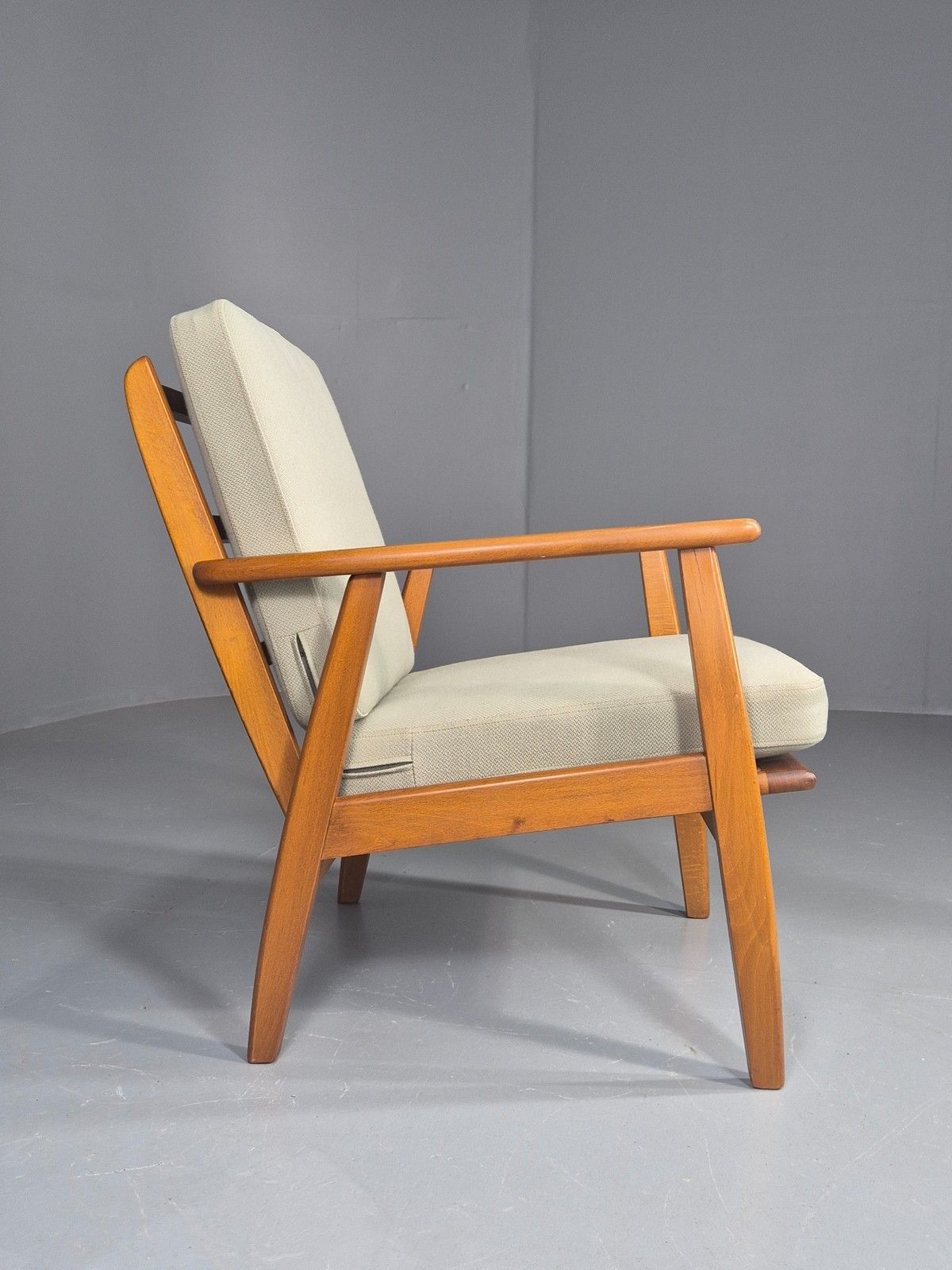 Furniture Vintage Mid Century Danish Lounge Chair Beech Frame 1970s Retro Eb11372 photo