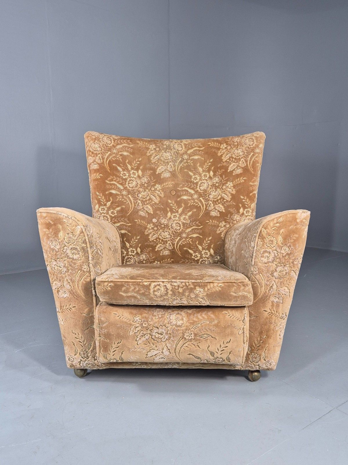 Vintage Lounge Chair 1960s Retro Minty Floral Wingback Eb11846 photo for sale