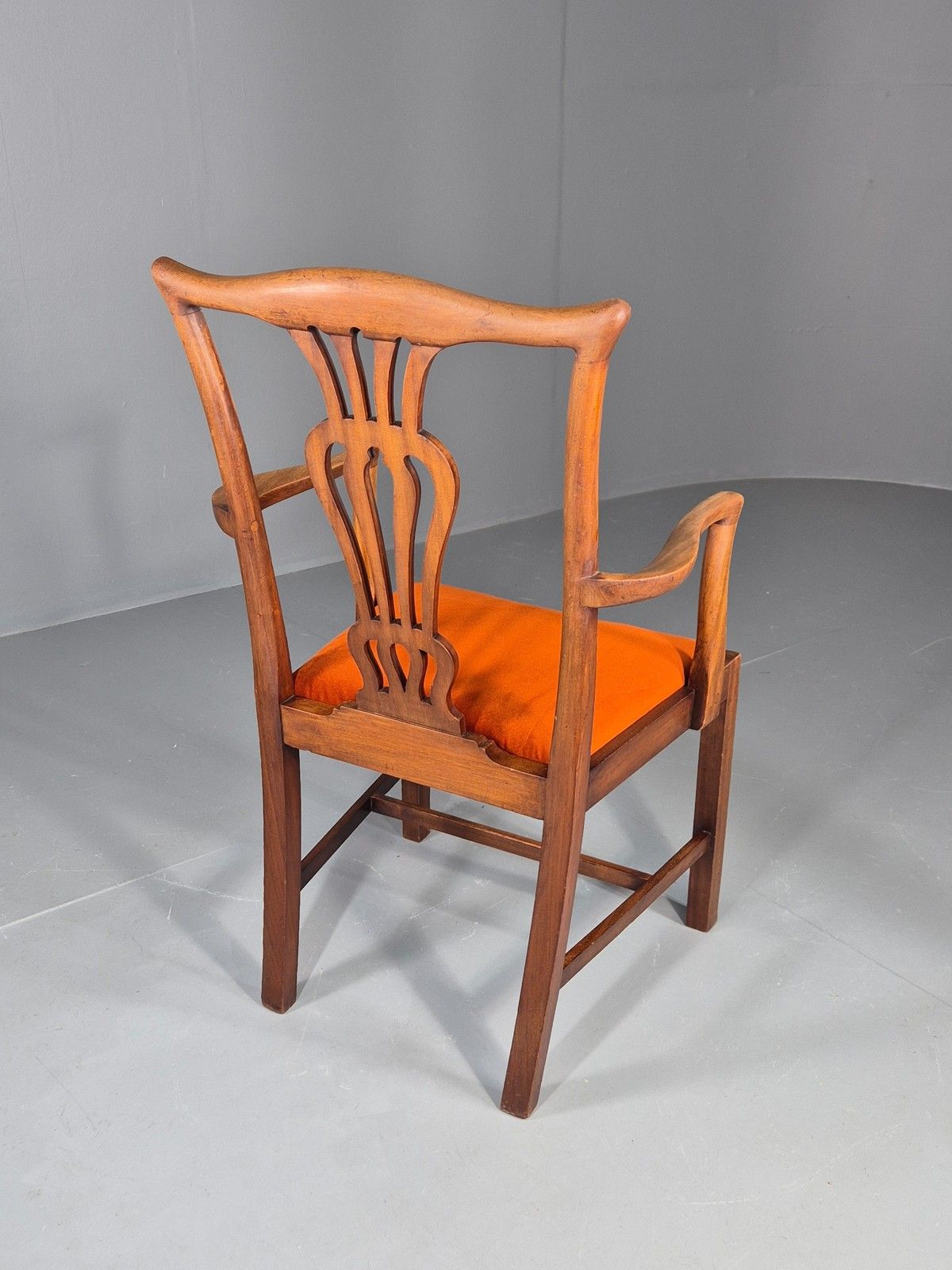 photo vinterior Hepplewhite Revival Oak Elbow Chair Antique New Seat Pad Eb11931