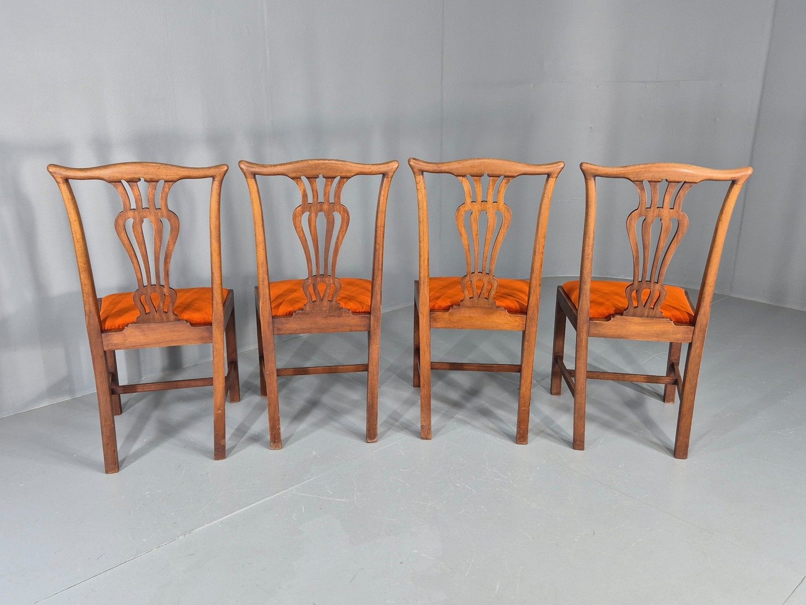 Furniture 4 Hepplewhite Revival Dining Chairs 1900s Oak New Seat Pads Antique Eb11932 photo
