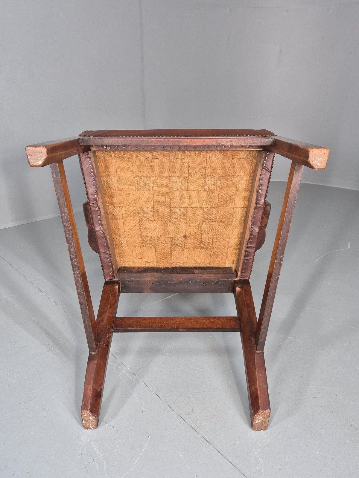 Antique Georgian Elbow Chair Mahogany Frame Leather Seat Splat Back Eb11933 photo buy