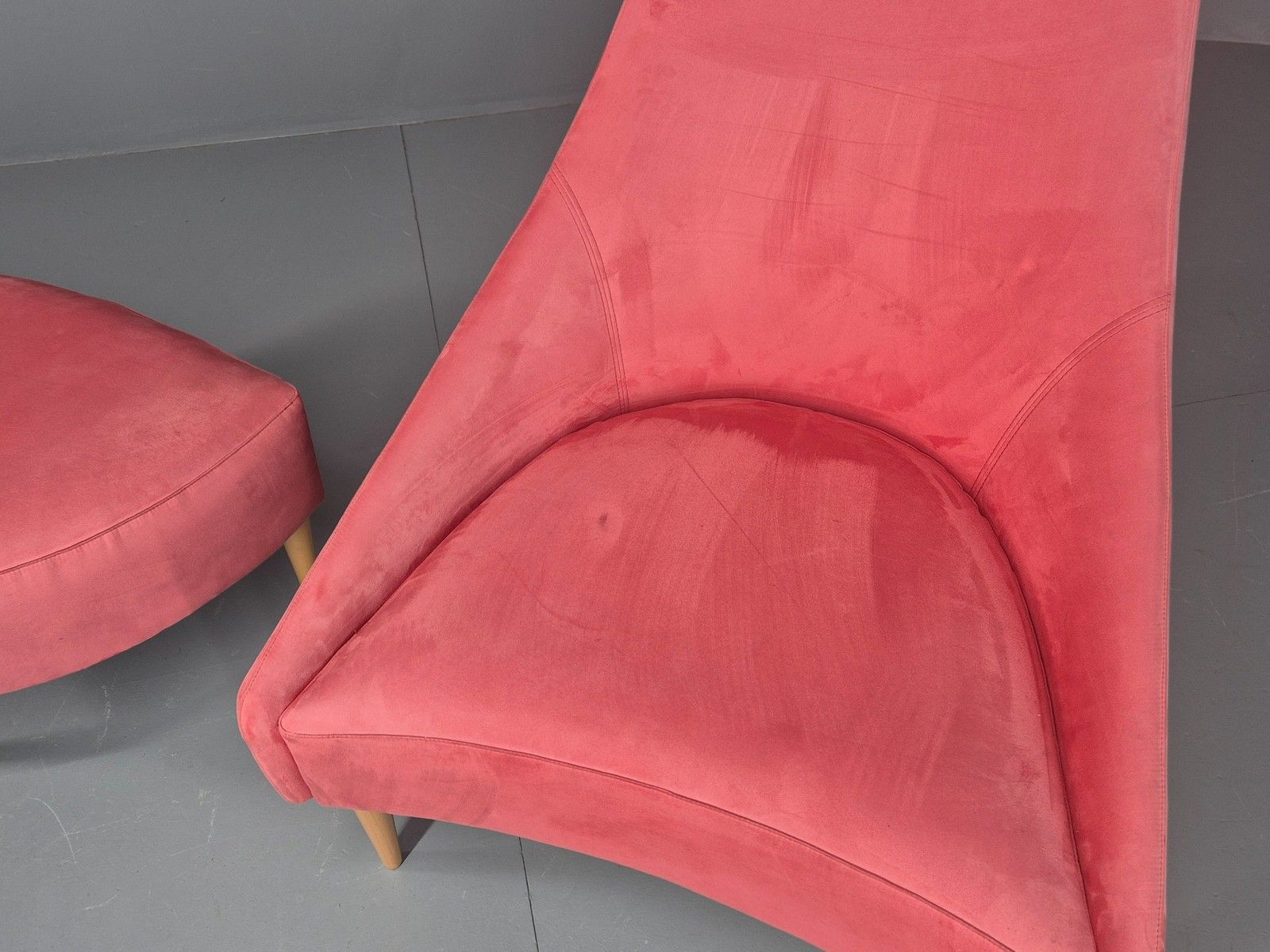 Vintage Silencio Chair And Footstool Pink Velvet Design Richard Ferrer  Eb11943 photo 400.0