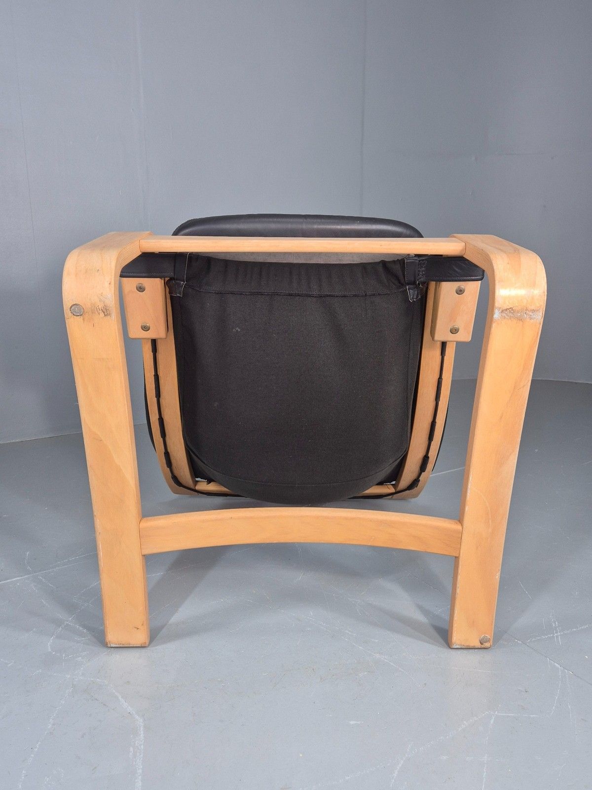 Furniture Vintage 1970s Lounge Chair Krokken By Fribytter Leather Bentwood Retro Eb11998 photo