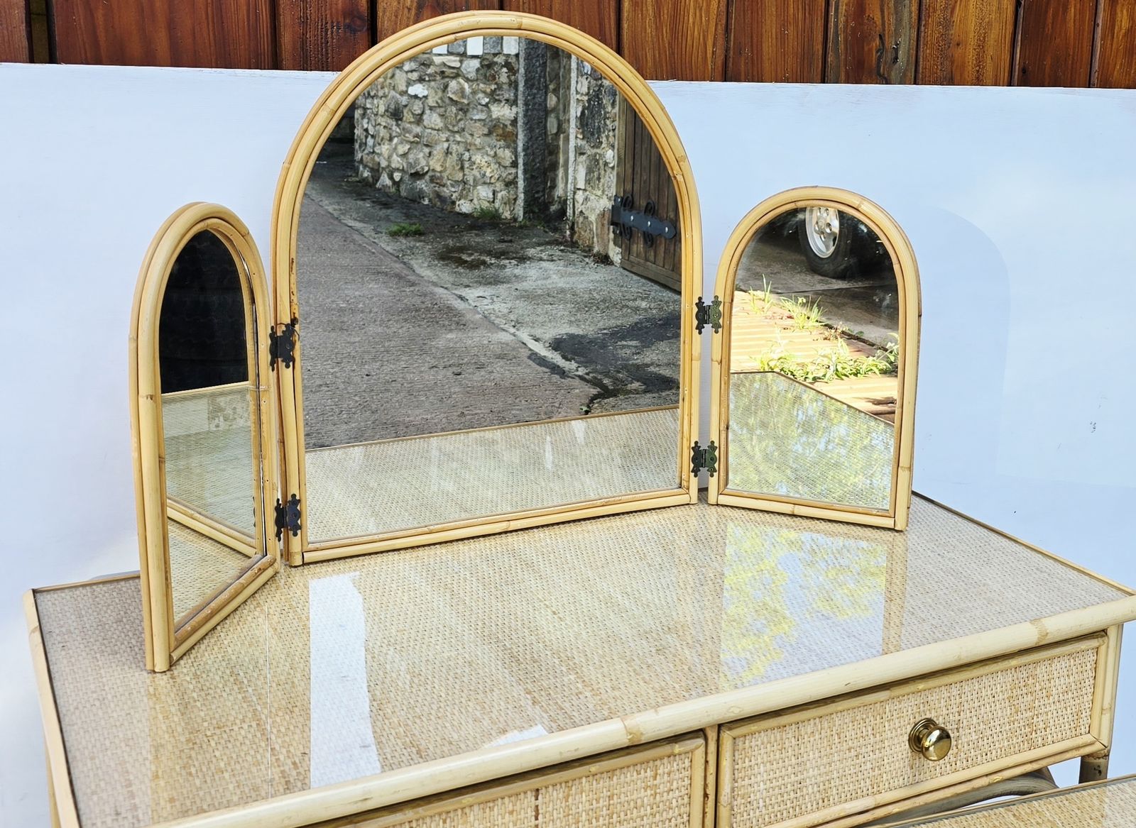A Mid Century Angraves Bamboo Bedroom Set Including Dressing Table photo Furniture